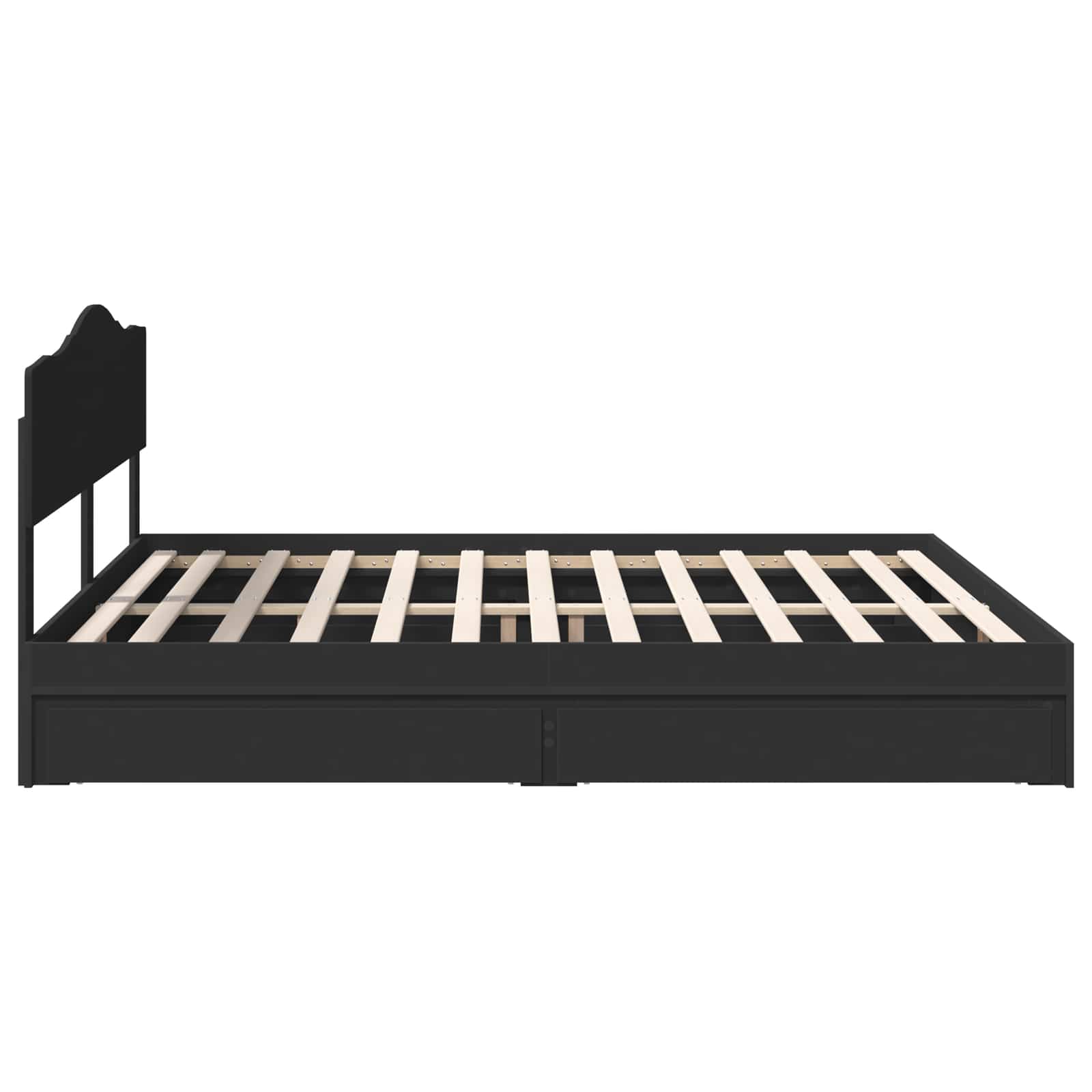 Seng med Oppbevaring Svart 200 x 200 cm Konstruert tre