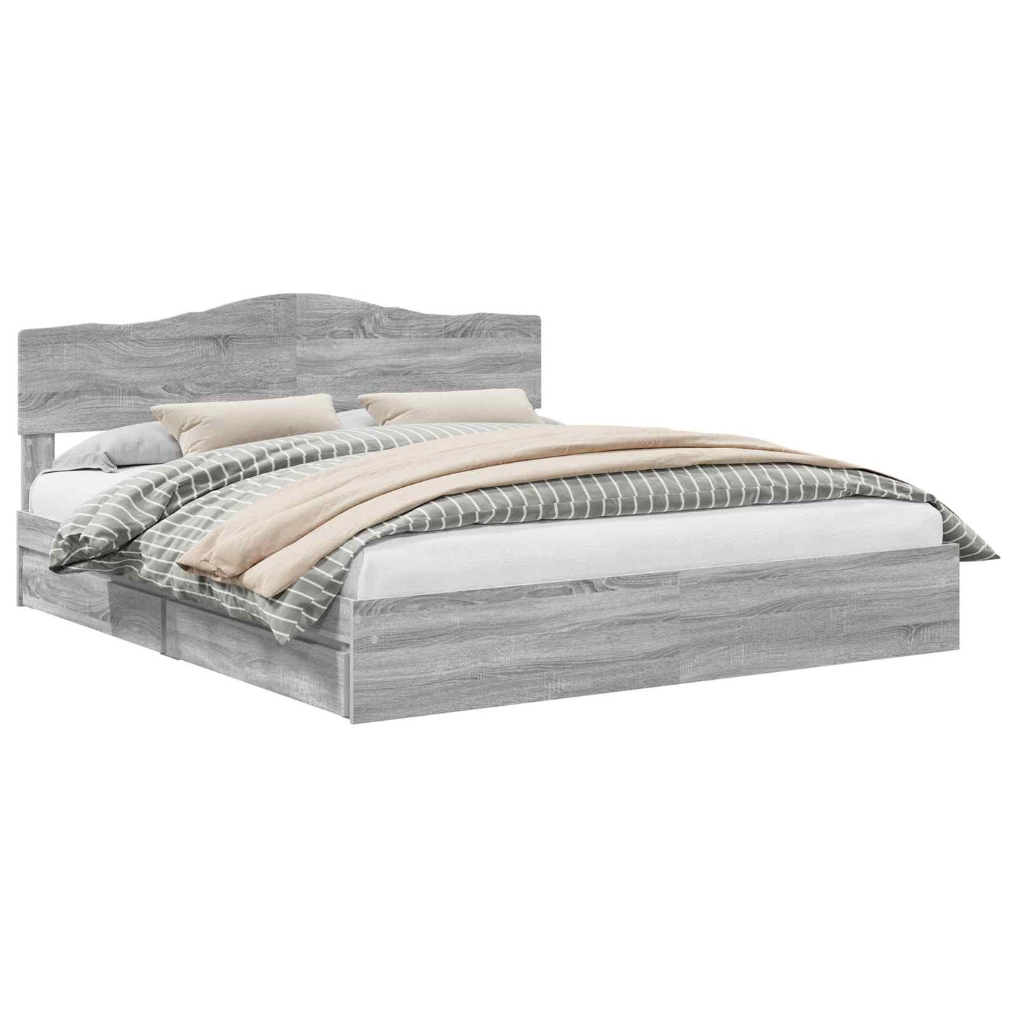 Seng med Oppbevaring Grå Sonoma 200 x 200 cm Konstruert tre