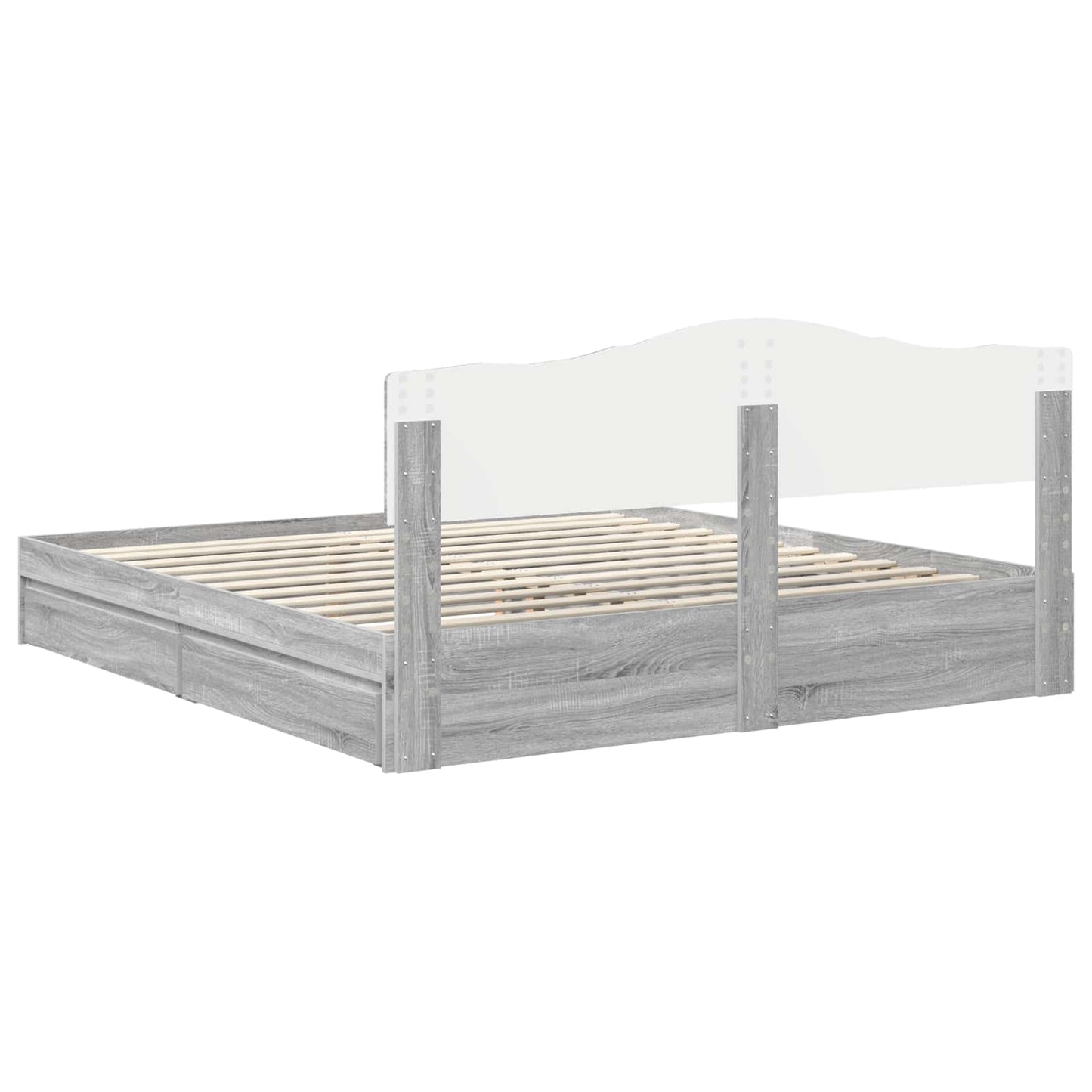 Seng med Oppbevaring Grå Sonoma 200 x 200 cm Konstruert tre