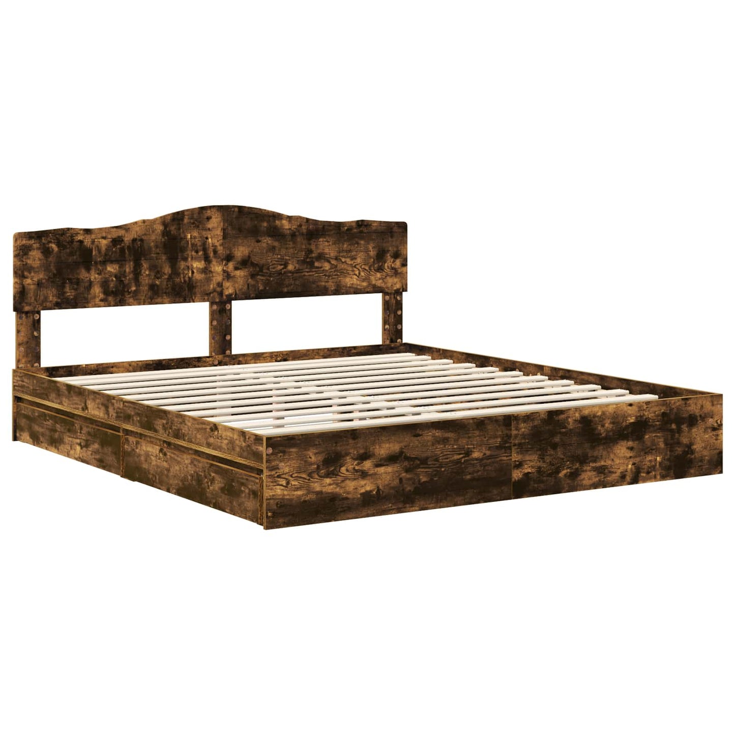 Seng med Oppbevaring Røkt eik 180 x 200 cm Konstruert tre vidaXL