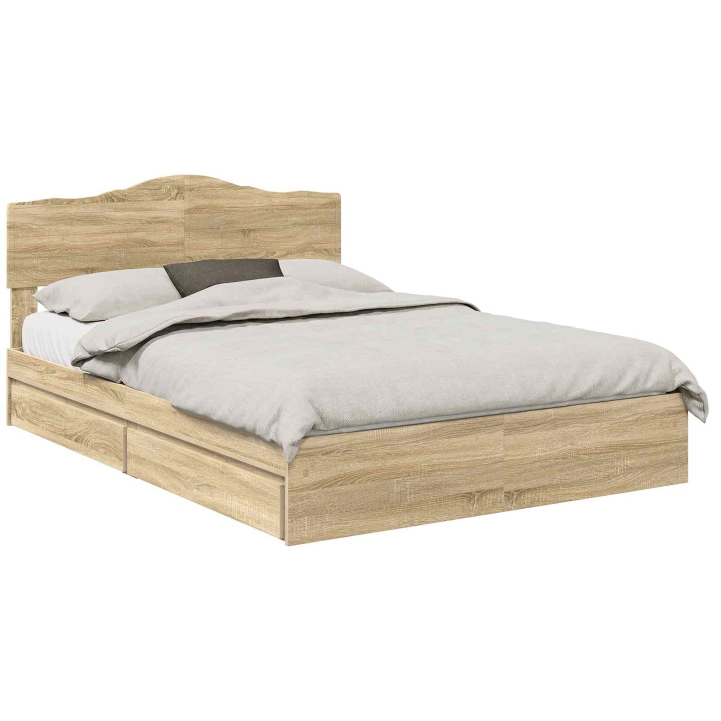 Seng med Oppbevaring Sonoma eik 160 x 200 cm Konstruert tre