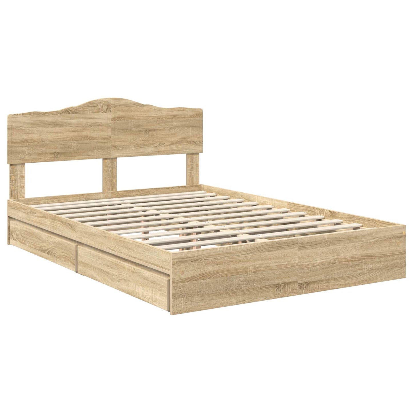 Seng med Oppbevaring Sonoma eik 160 x 200 cm Konstruert tre