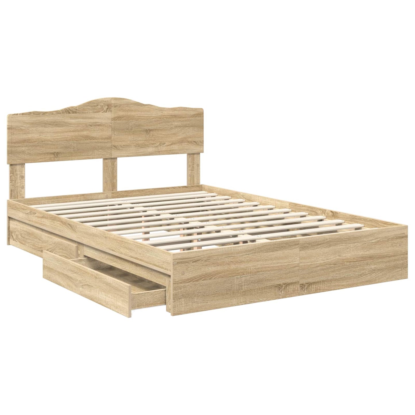 Seng med Oppbevaring Sonoma eik 160 x 200 cm Konstruert tre