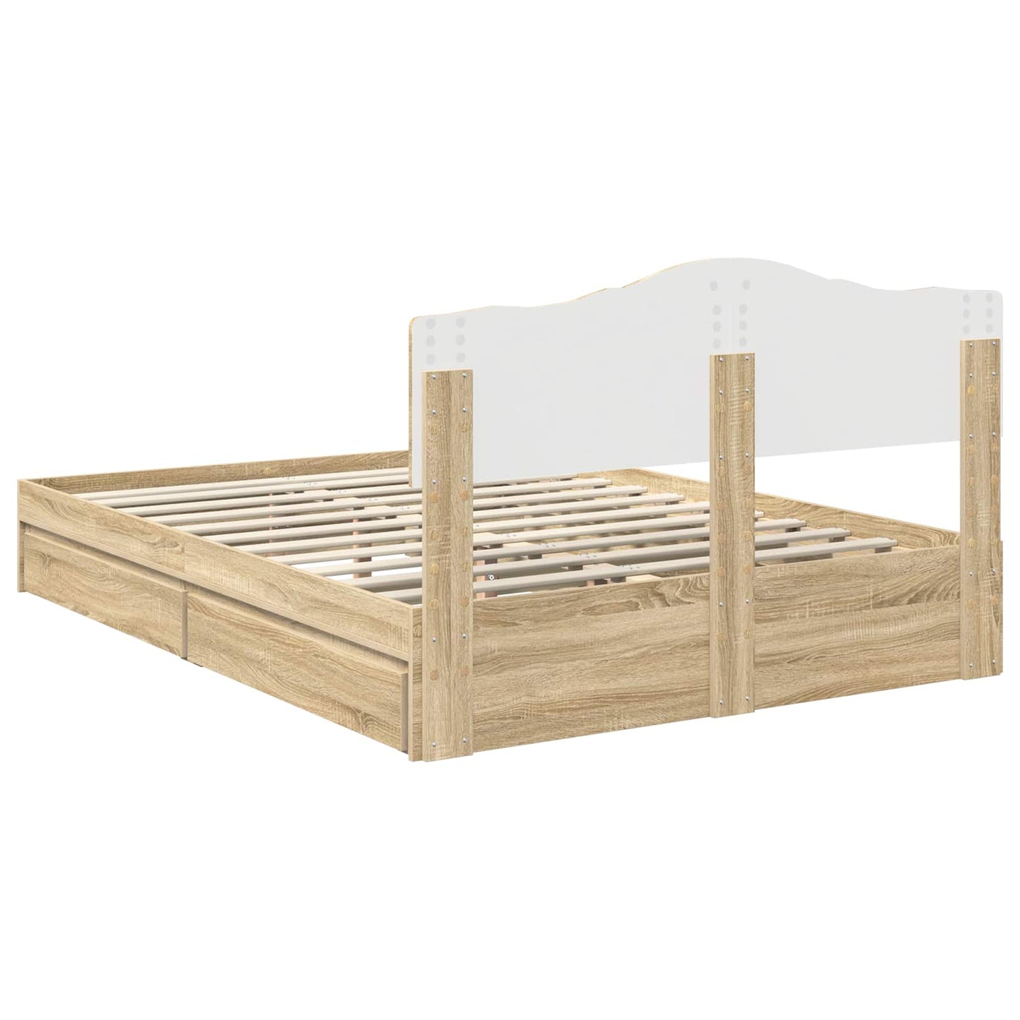 Seng med Oppbevaring Sonoma eik 160 x 200 cm Konstruert tre