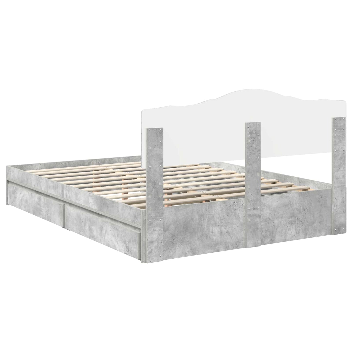 Seng med Oppbevaring Betonggrå 150 x 200 cm Konstruert tre