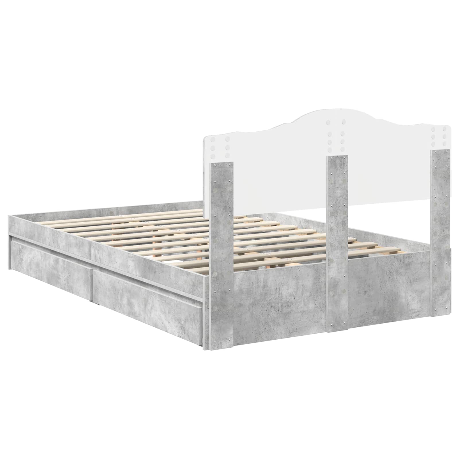 Seng med Oppbevaring Betonggrå 135 x 190 cm Konstruert tre