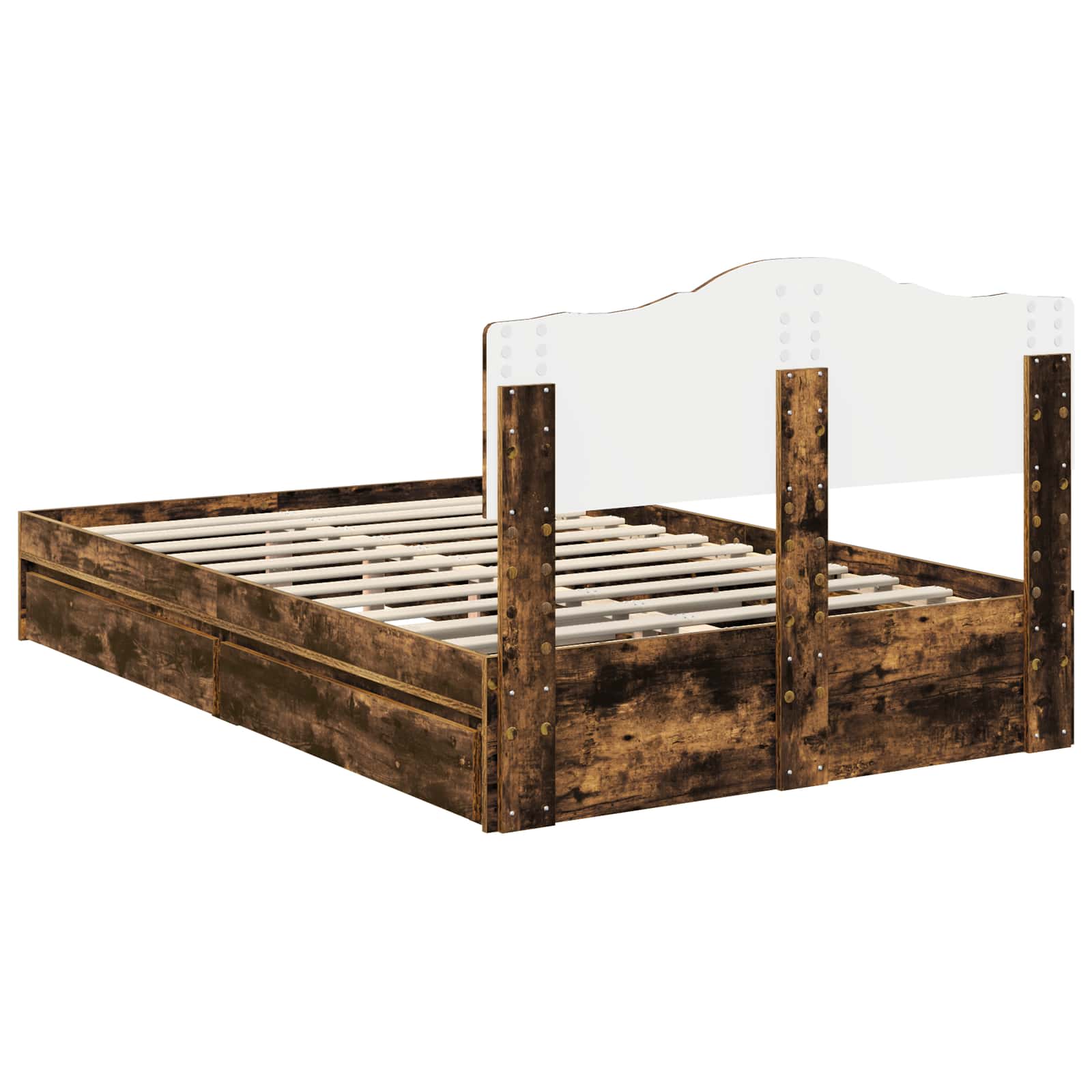 Seng med Oppbevaring Røkt eik 120 x 200 cm Konstruert tre