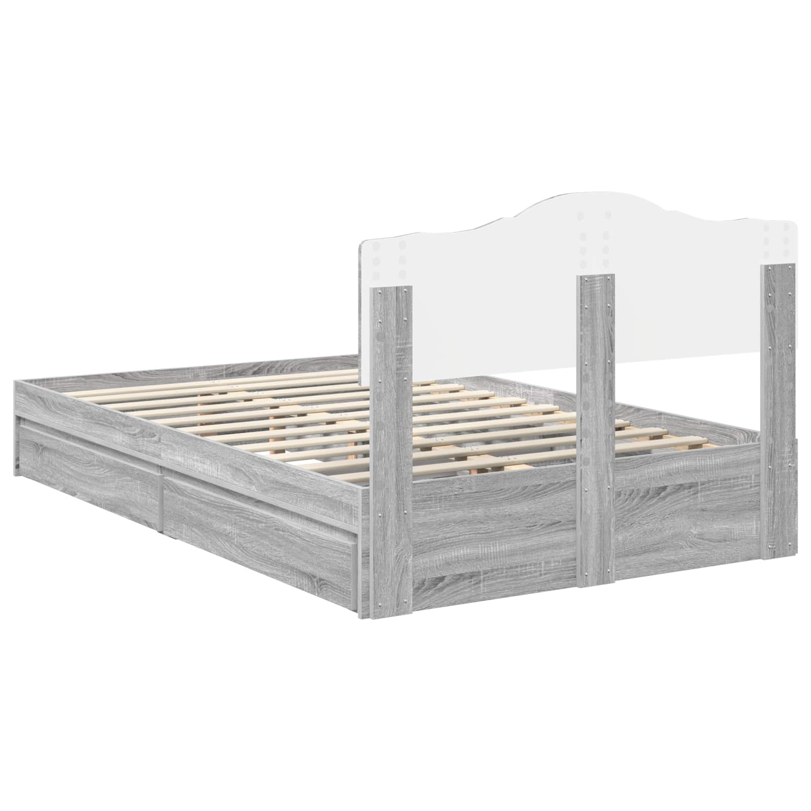 Seng med Oppbevaring Grå Sonoma 120 x 190 cm Konstruert tre