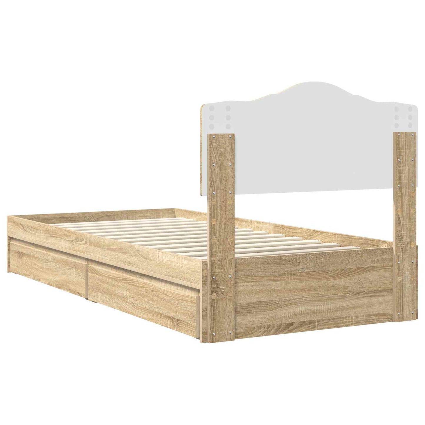 Seng med Oppbevaring Sonoma eik 90 x 190 cm Konstruert tre