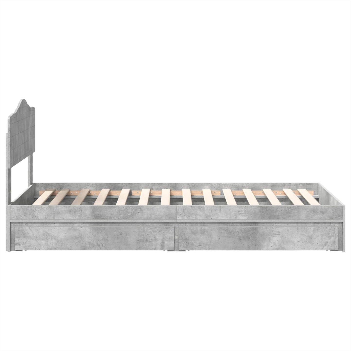 Seng med Oppbevaring Betonggrå 70 x 190 cm Konstruert tre