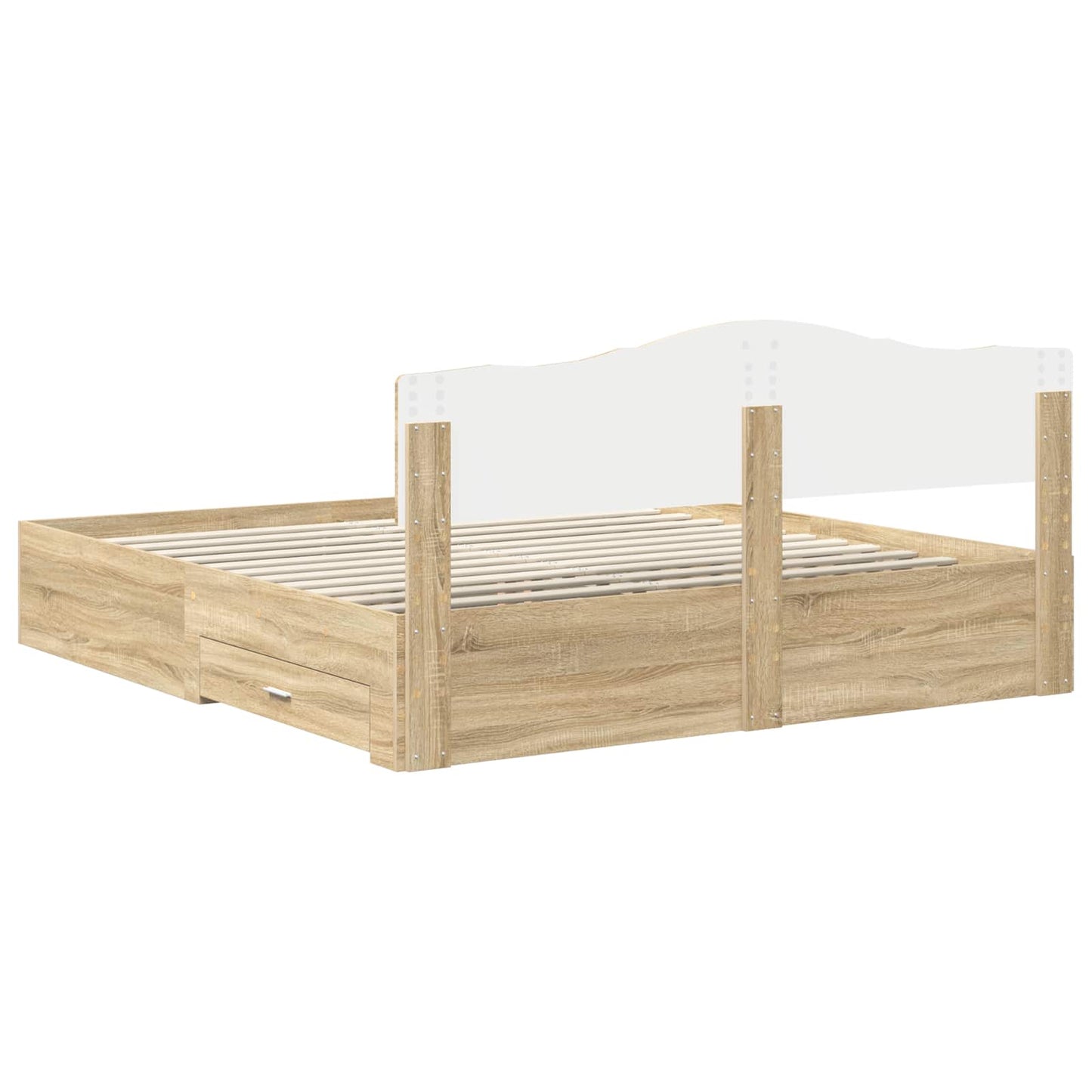 Sengestamme med skuff Sonoma eik 200 x 200 cm Konstruert tre