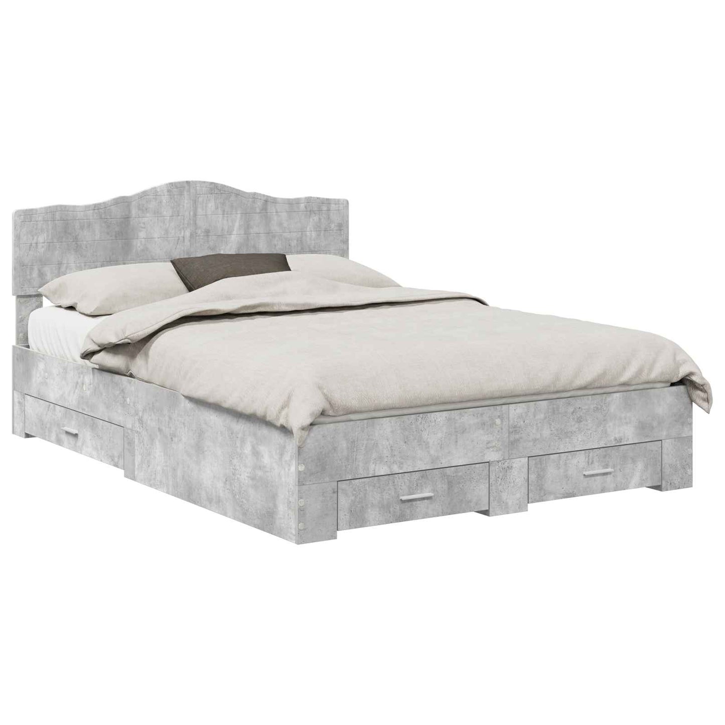 Sengestamme med skuff Betonggrå 140 x 190 cm Konstruert tre