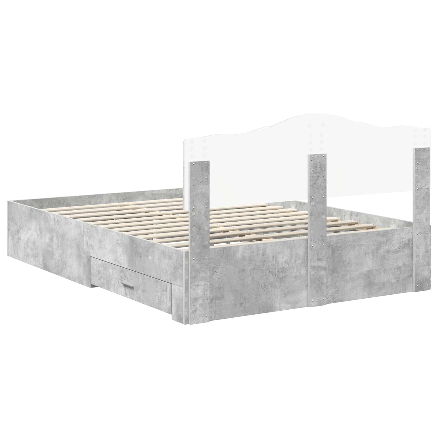 Sengestamme med skuff Betonggrå 140 x 190 cm Konstruert tre