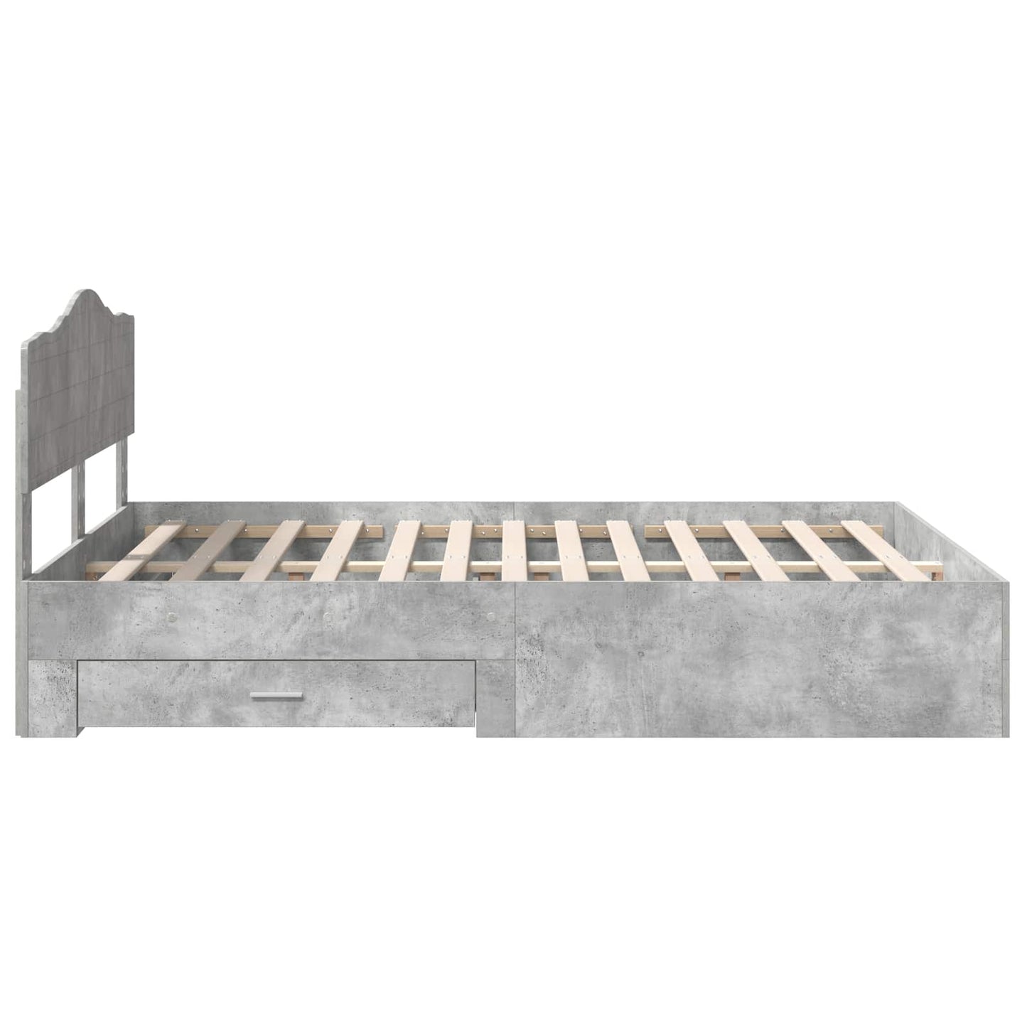 Sengestamme med skuff Betonggrå 140 x 190 cm Konstruert tre