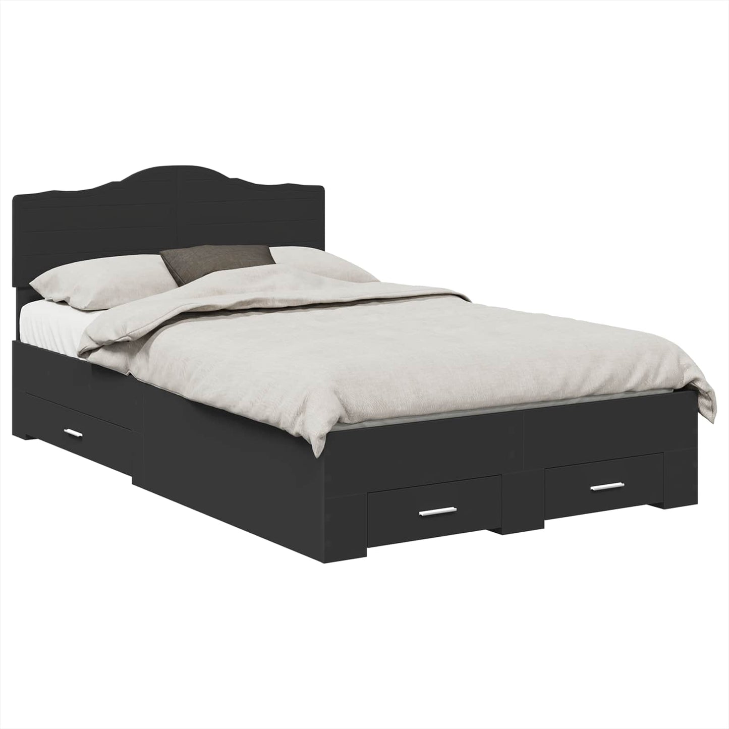 Sengestamme med hodegjerde Svart 135 x 190 cm Konstruert tre