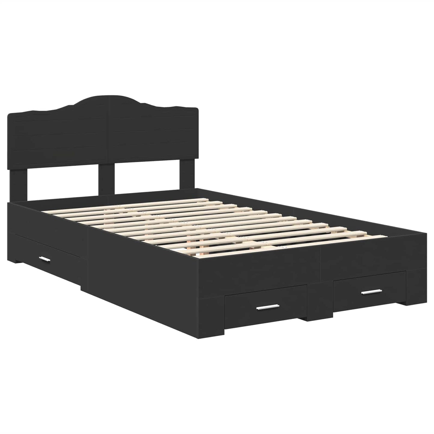 Sengestamme med hodegjerde Svart 135 x 190 cm Konstruert tre