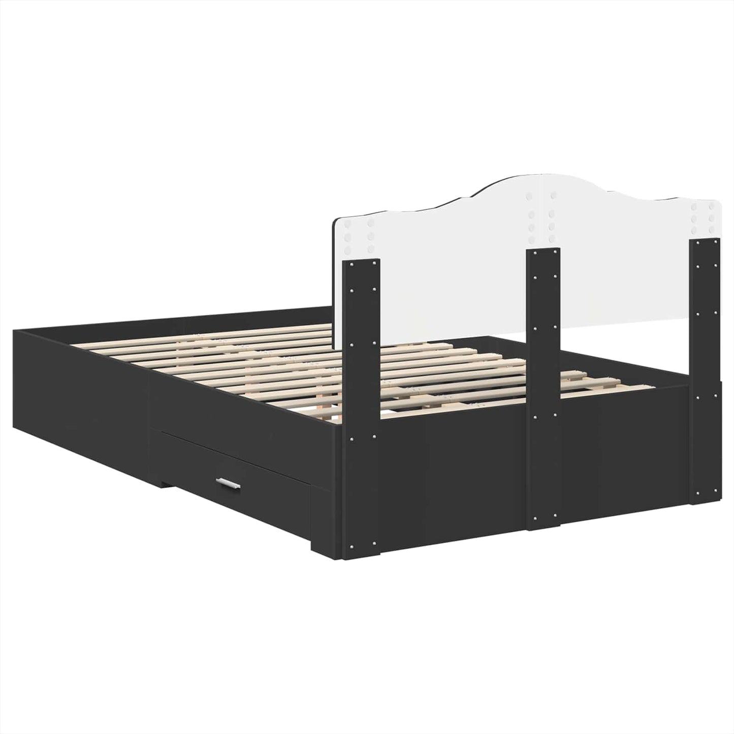 Sengestamme med hodegjerde Svart 135 x 190 cm Konstruert tre