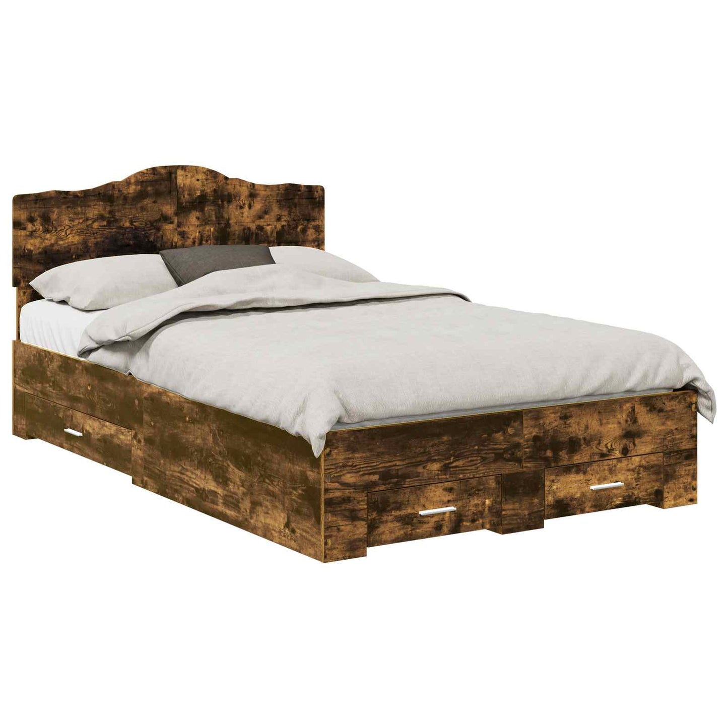 Sengestamme med hodegjerde Røkt eik 135 x 190 cm Konstruert tre