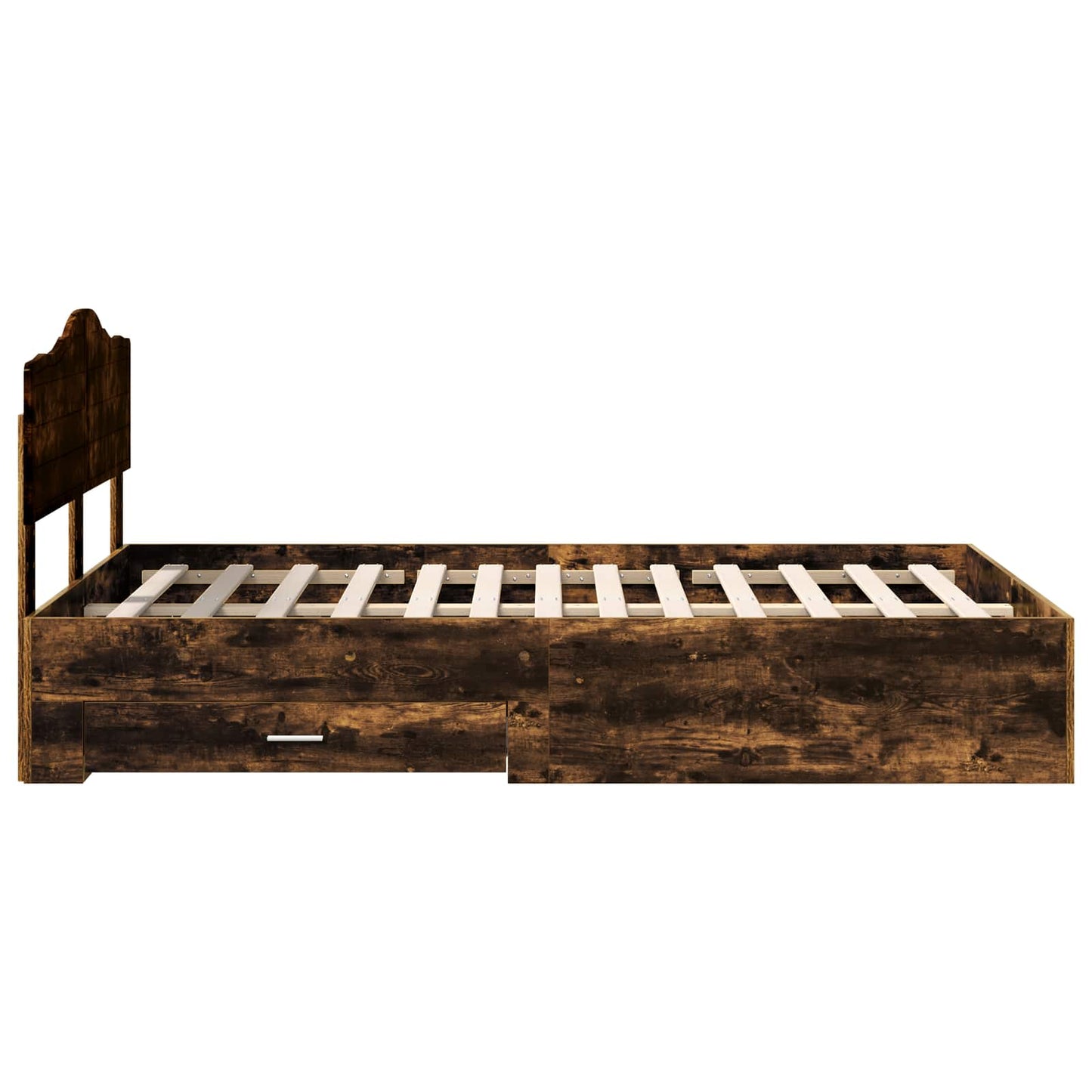 Sengestamme med hodegjerde Røkt eik 135 x 190 cm Konstruert tre