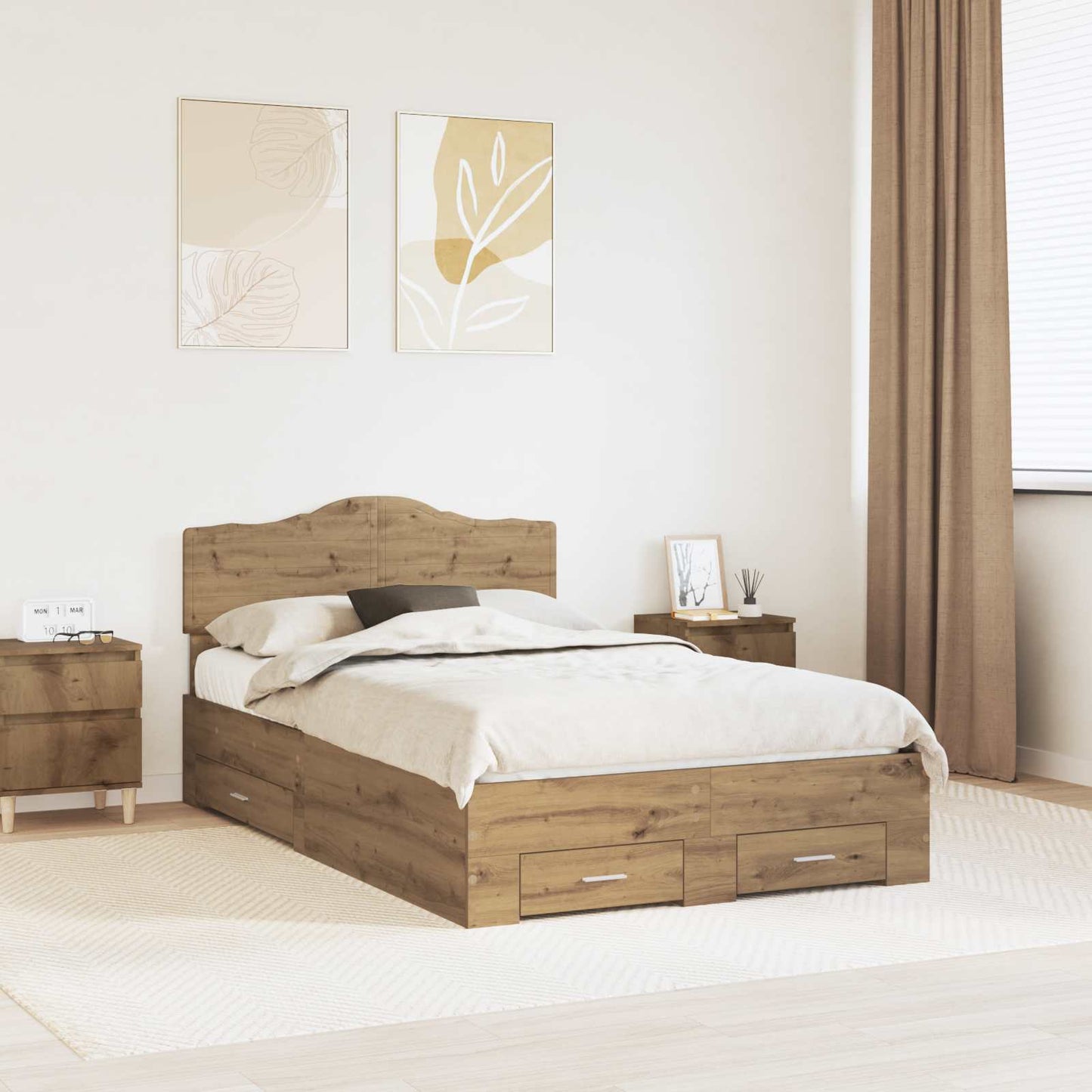 Sengestamme med skuff Artisan Eik 120 x 190 cm Konstruert tre