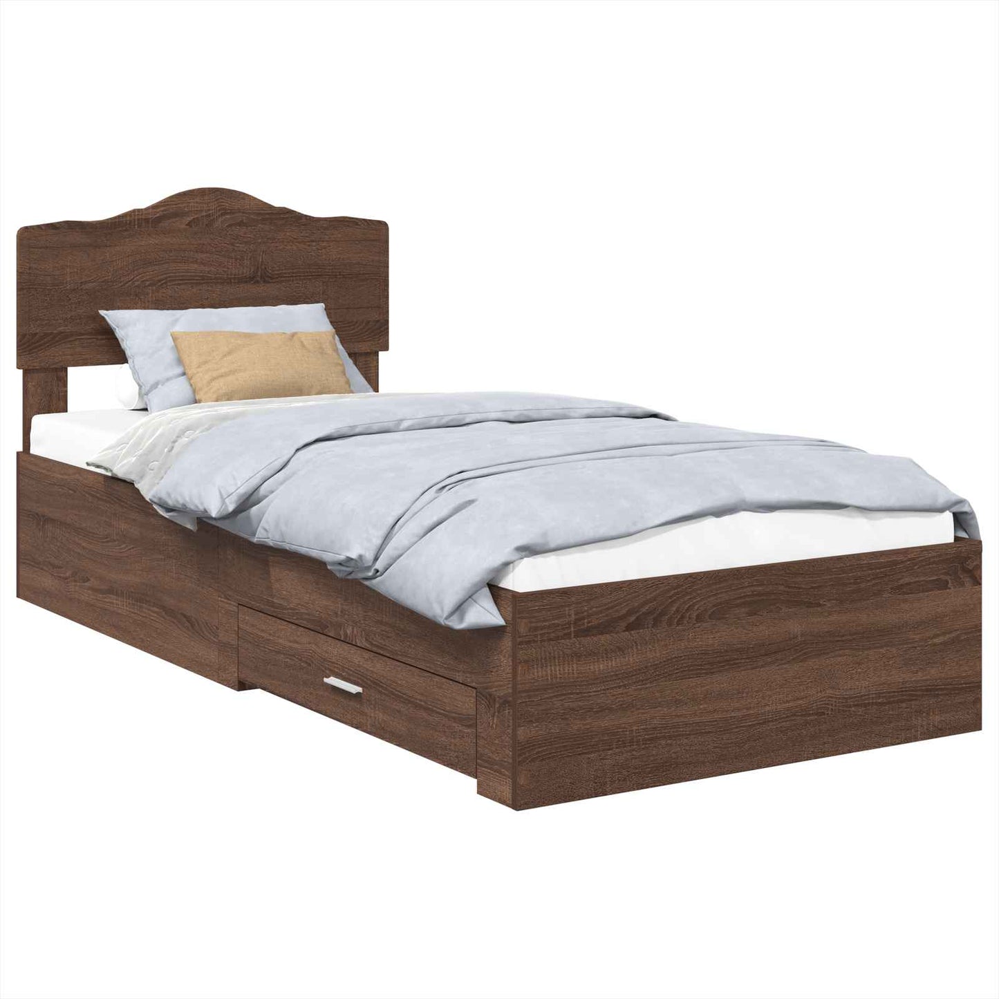 Sengestamme med hodegjerde Brun Eik 70 x 190 cm Konstruert tre