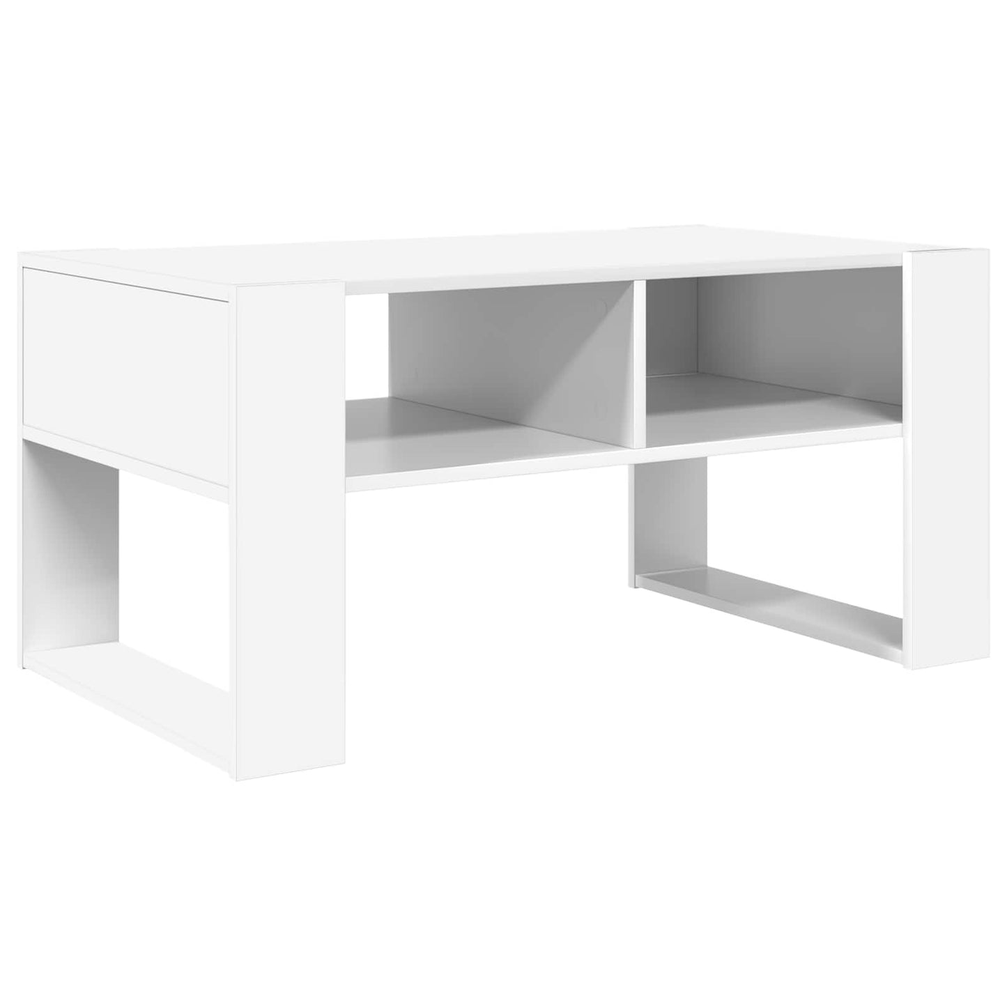 Kaffebord med lagring Hvit 92 x 53 x 45 cm Konstruert tre