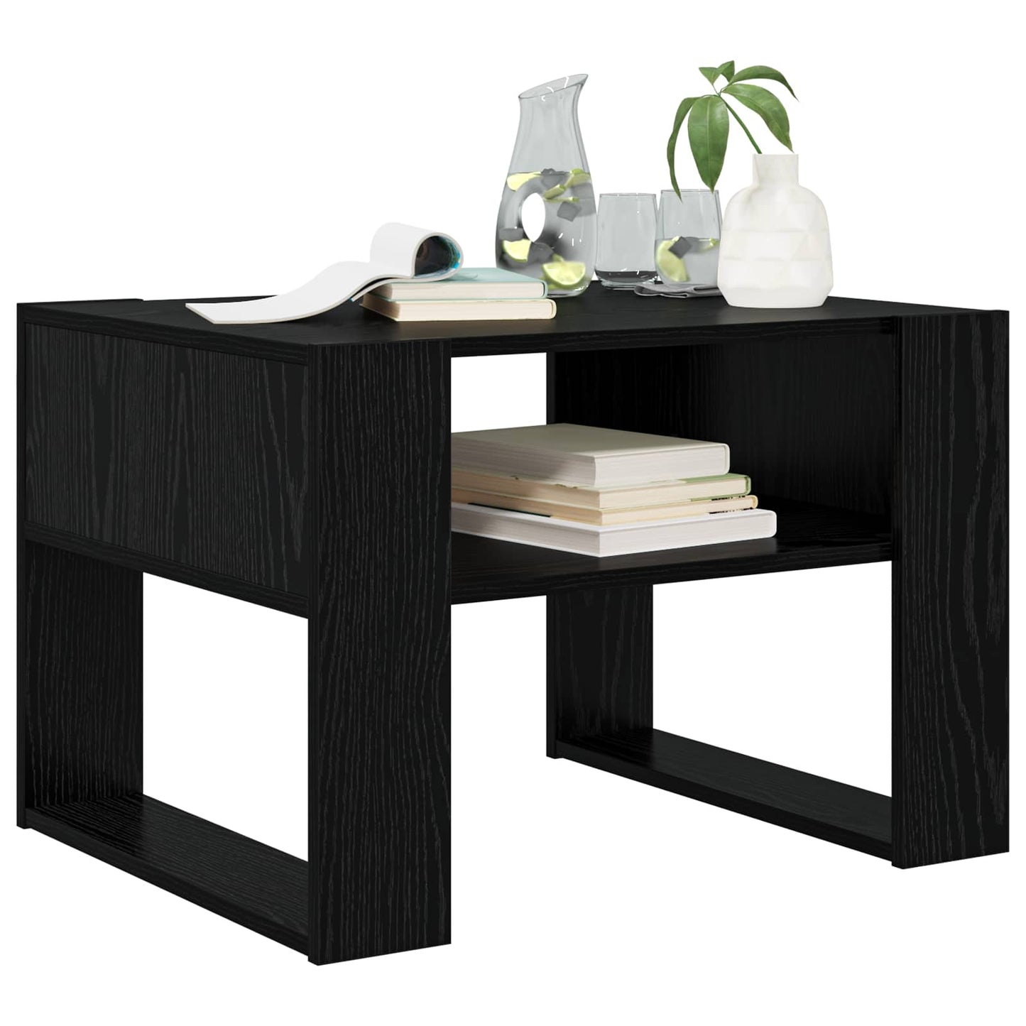 Kaffebord med lagring Svart Eik 66 x 53 x 45 cm Konstruert tre