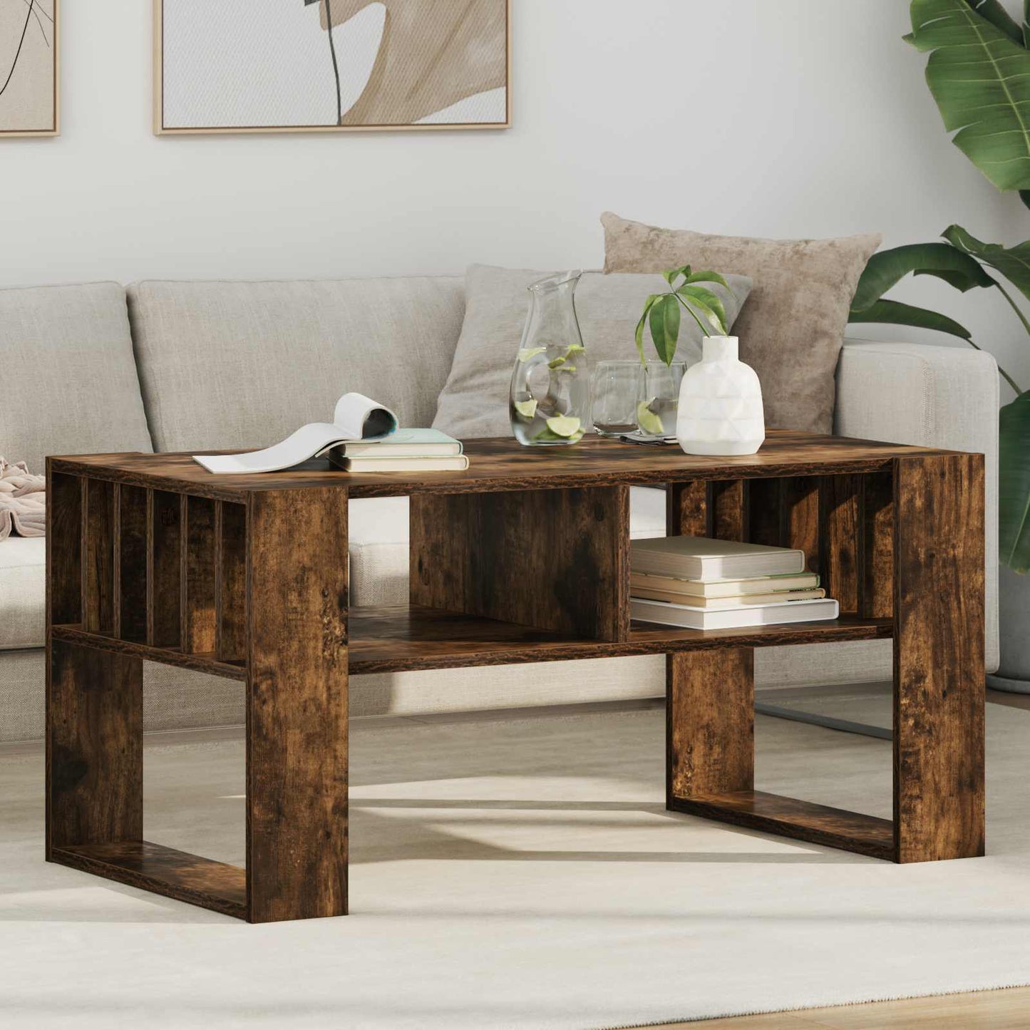 Kaffebord Røkt eik 92 x 49,5 x 45 cm Konstruert tre