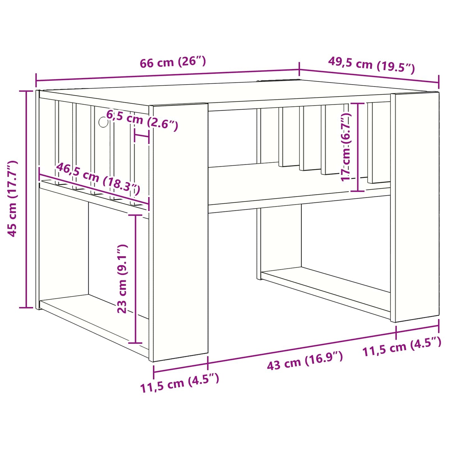 Kaffebord Gammelt tre 66 x 49,5 x 45 cm Konstruert tre