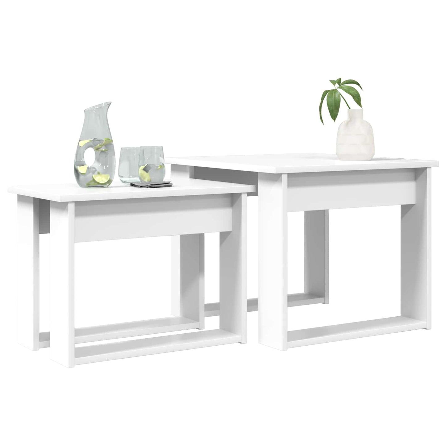 Kaffebord Sett 2 pcs Hvit Konstruert tre