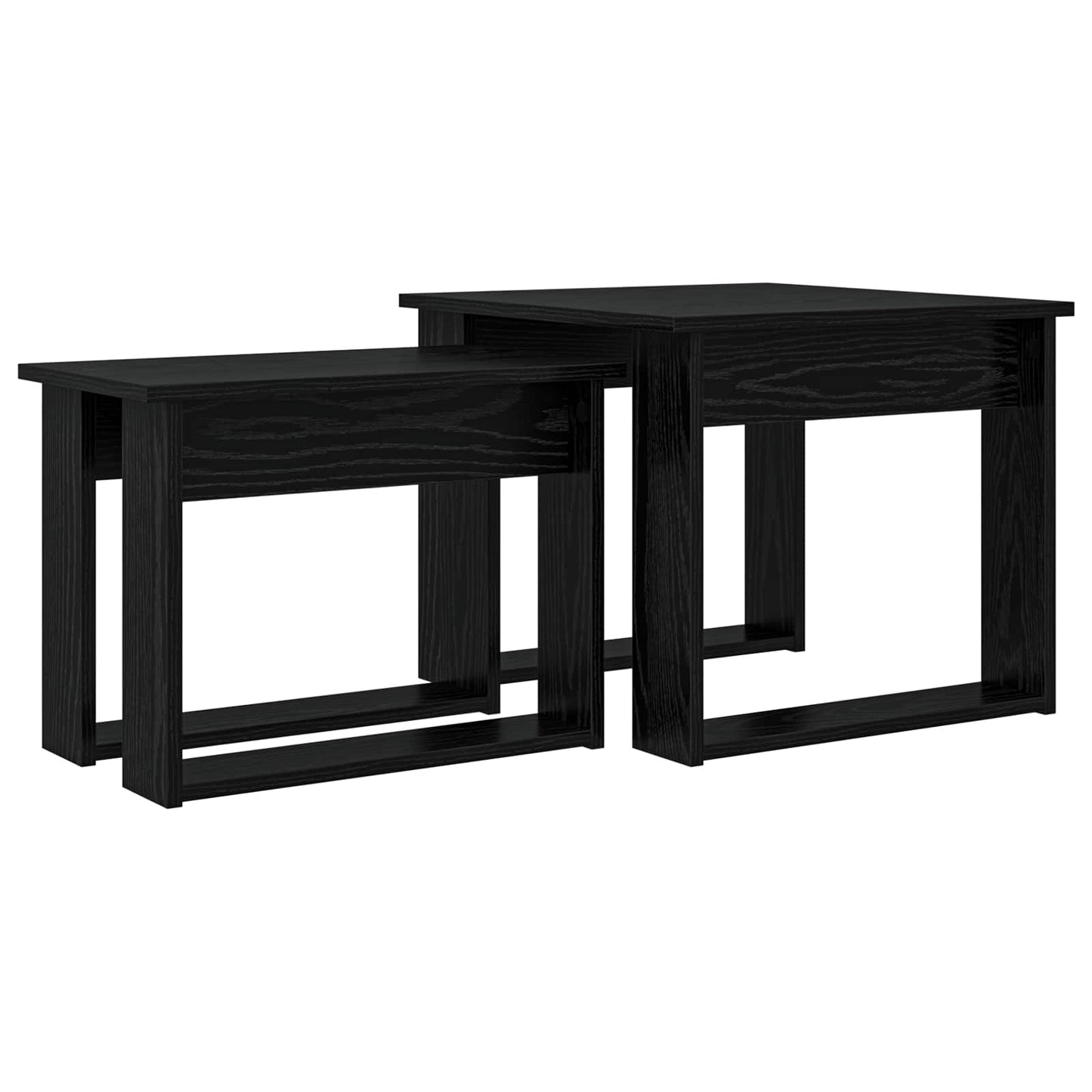 Kaffebord Sett 2 pcs Svart Eik Konstruert tre