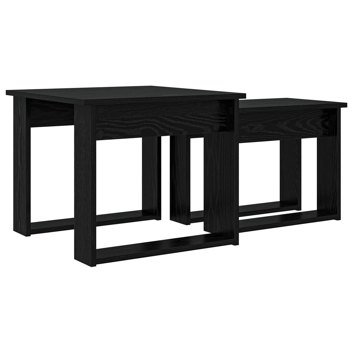 Kaffebord Sett 2 pcs Svart Eik Konstruert tre