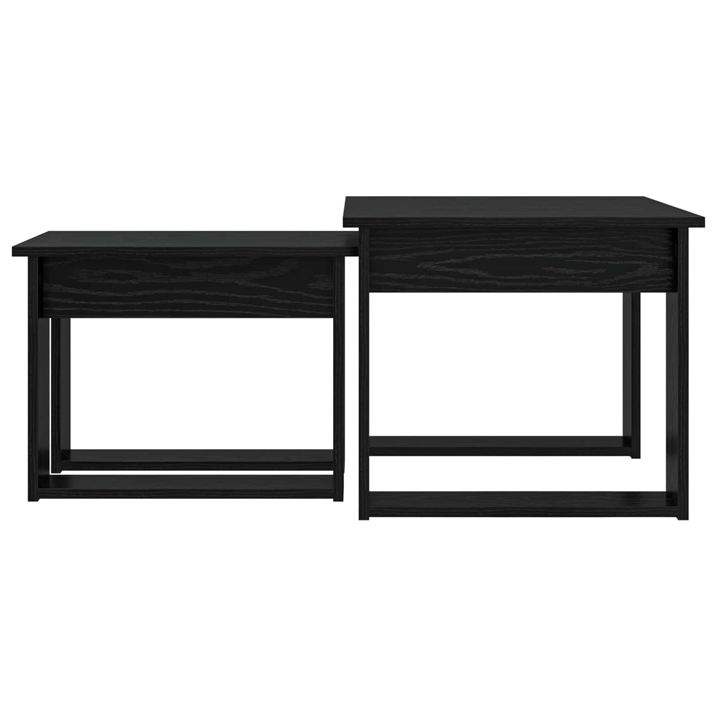 Kaffebord Sett 2 pcs Svart Eik Konstruert tre