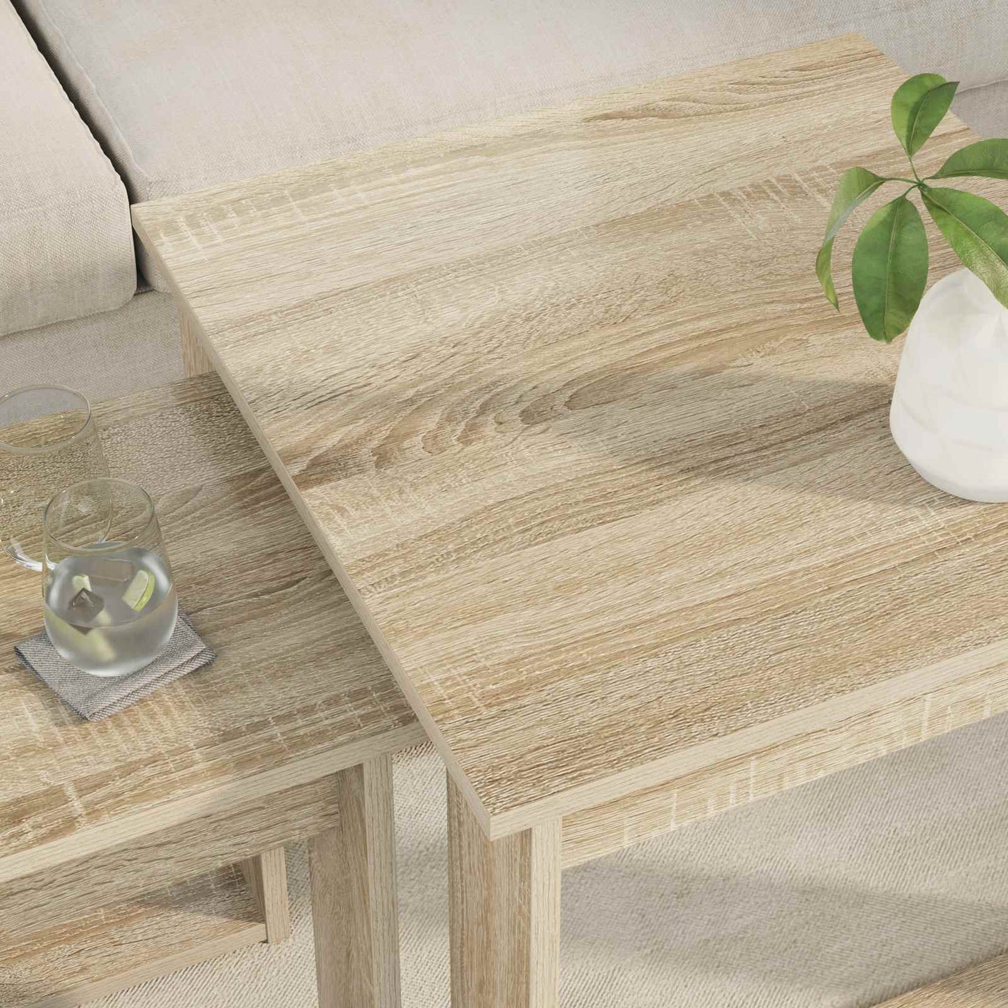 Kaffebord Sett 2 pcs Sonoma eik Konstruert tre