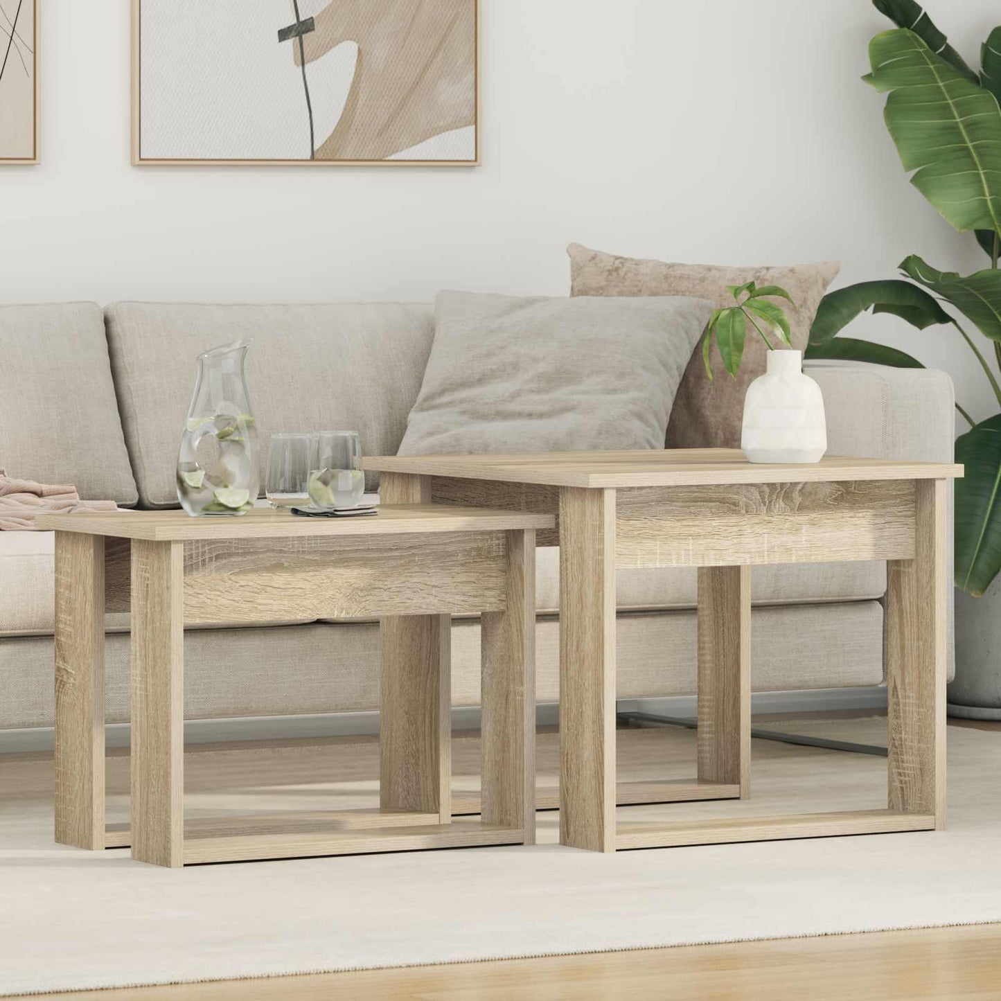 Kaffebord Sett 2 pcs Sonoma eik Konstruert tre