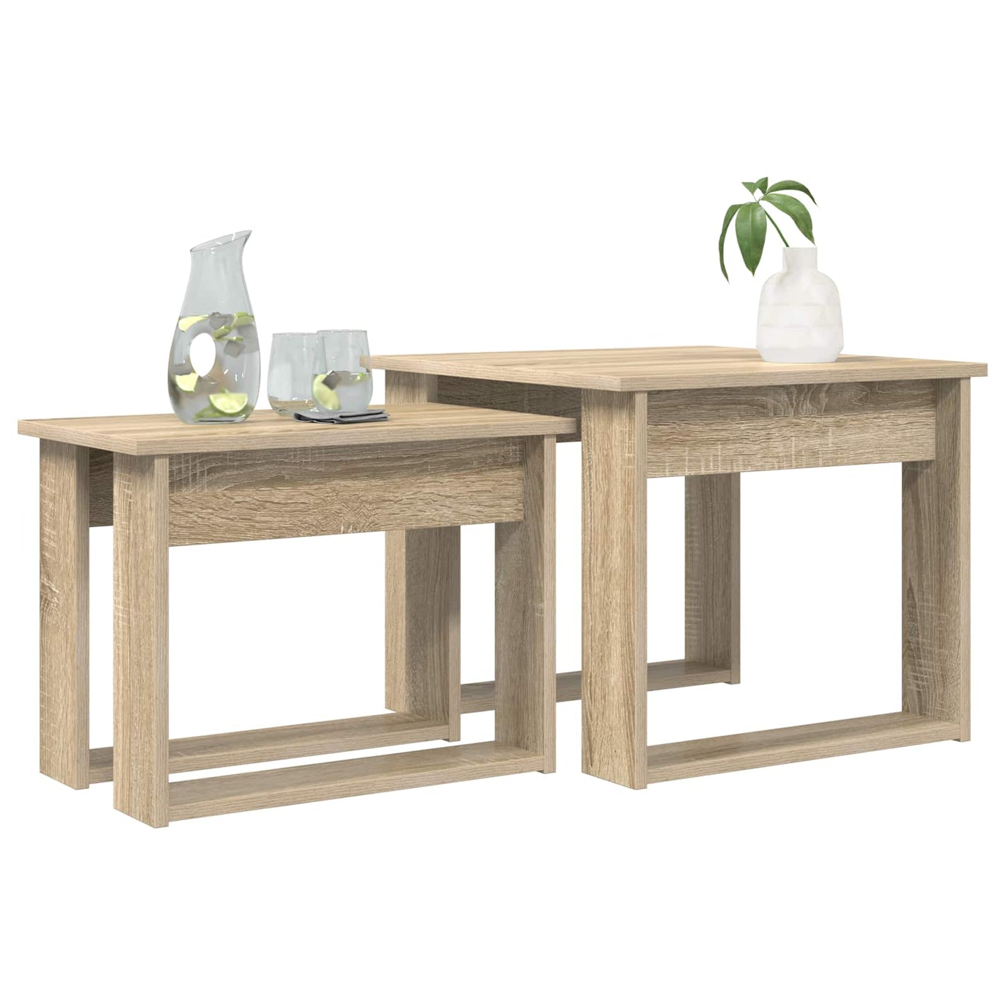 Kaffebord Sett 2 pcs Sonoma eik Konstruert tre