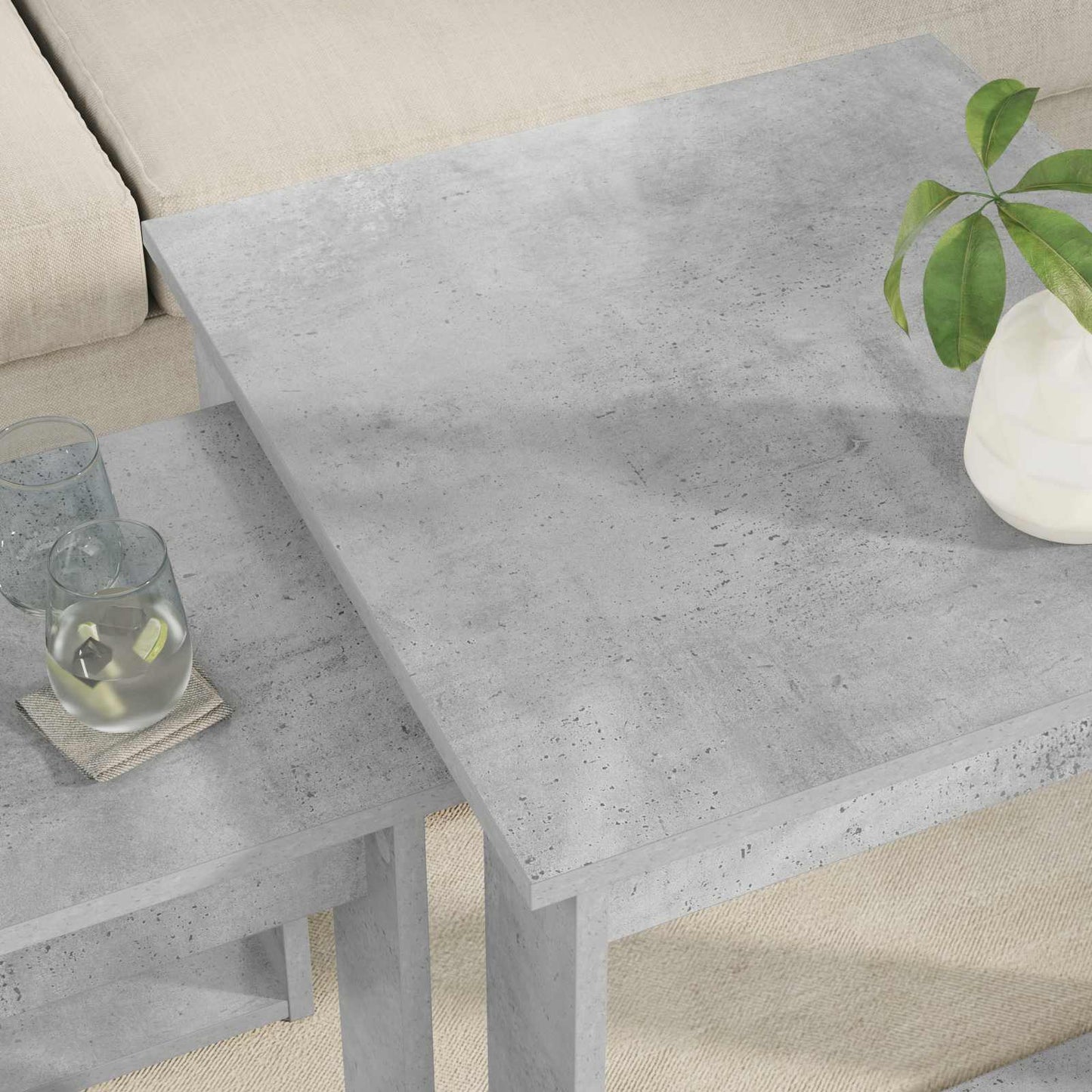 Kaffebord Sett 2 pcs Betonggrå Konstruert tre