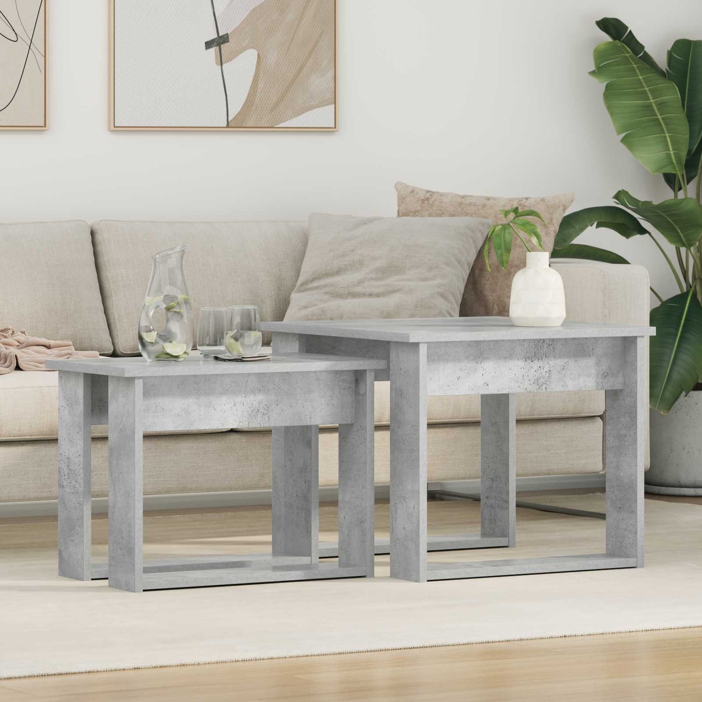 Kaffebord Sett 2 pcs Betonggrå Konstruert tre