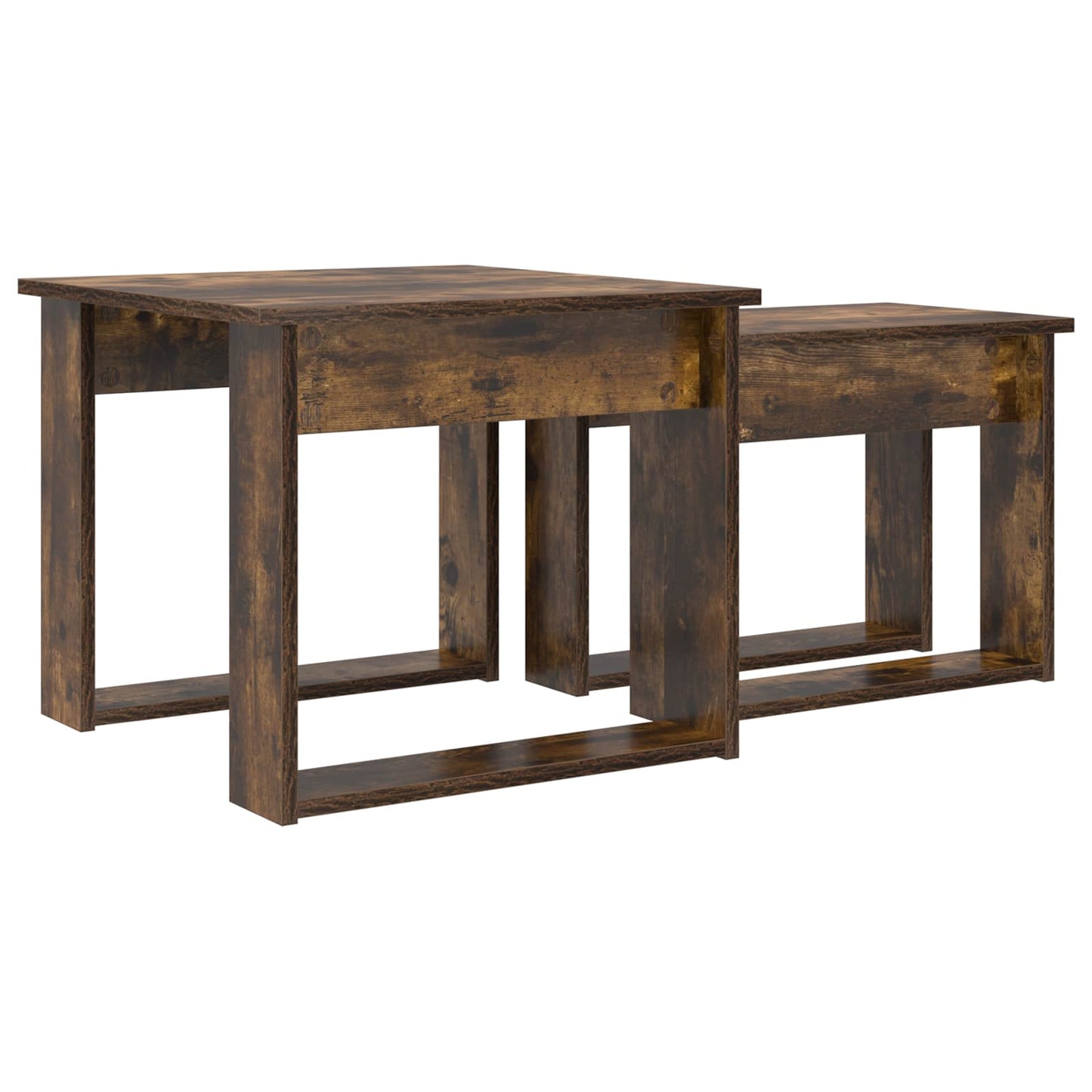 Kaffebord Sett 2 pcs Røkt eik Konstruert tre