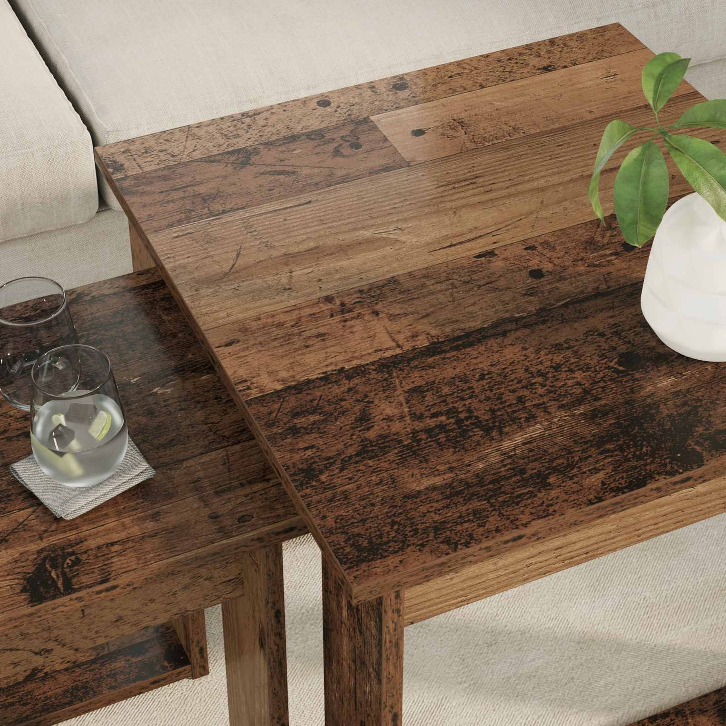 Kaffebord Sett 2 pcs Gammelt tre Konstruert tre