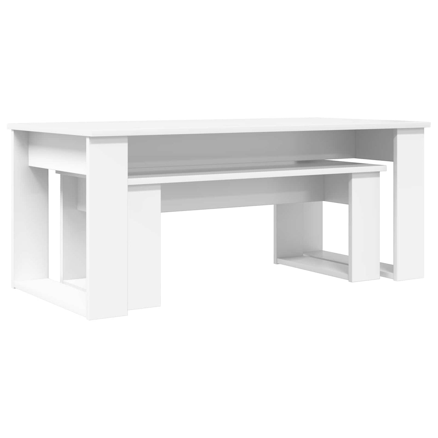 Kaffebord Sett 2 pcs Hvit Konstruert tre