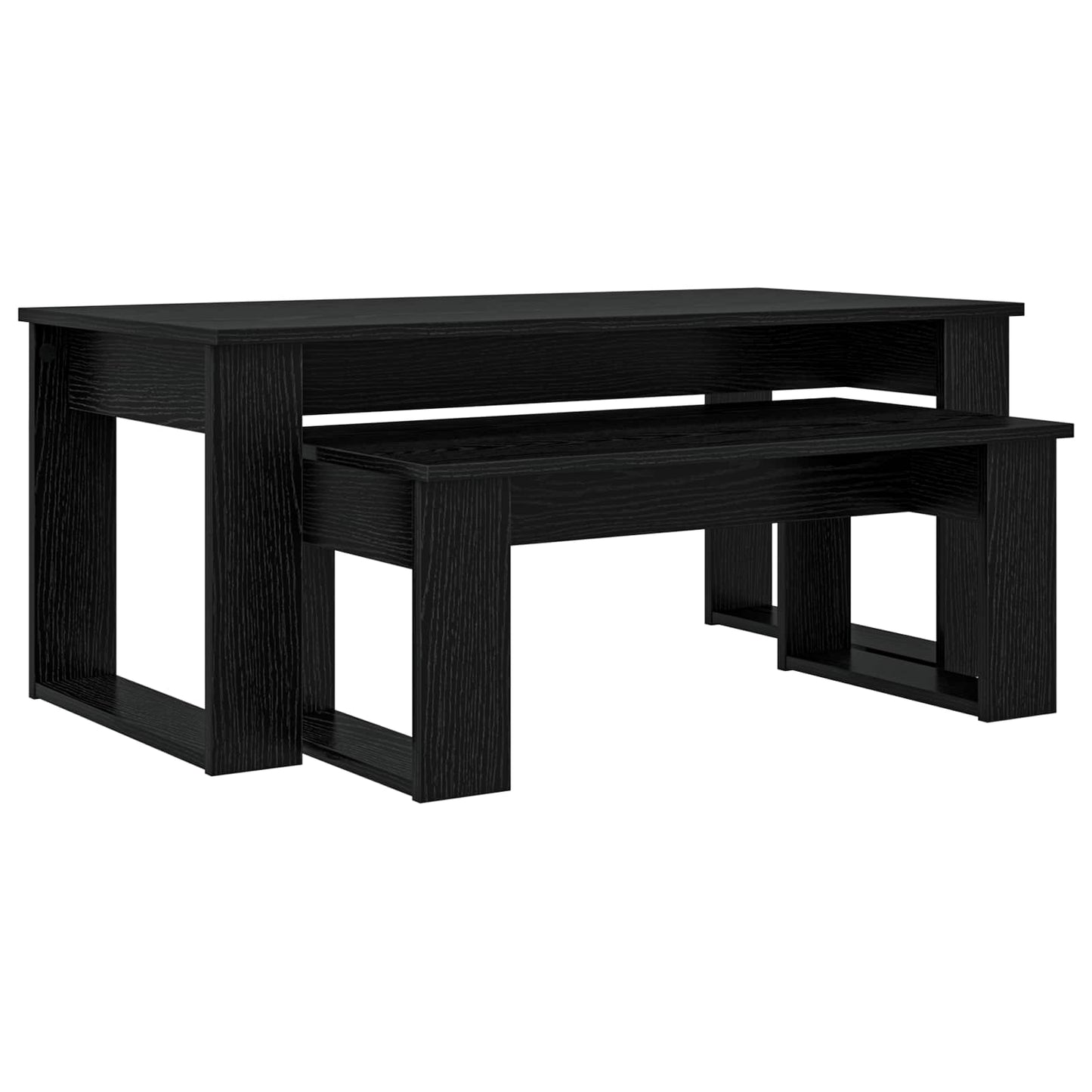Kaffebord Sett 2 pcs Svart Eik Konstruert tre