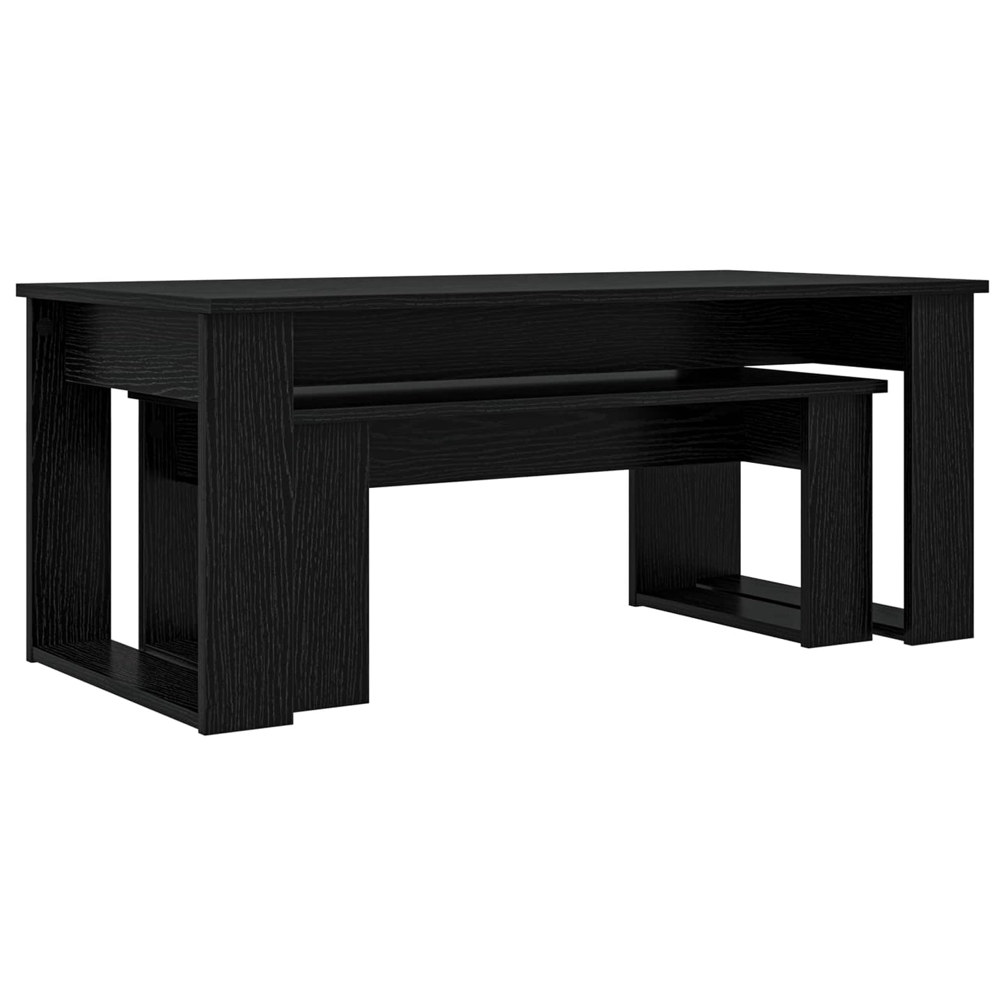 Kaffebord Sett 2 pcs Svart Eik Konstruert tre