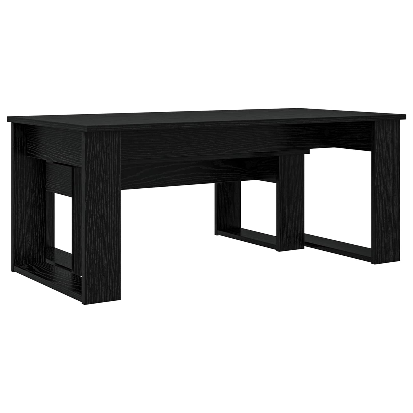 Kaffebord Sett 2 pcs Svart Eik Konstruert tre