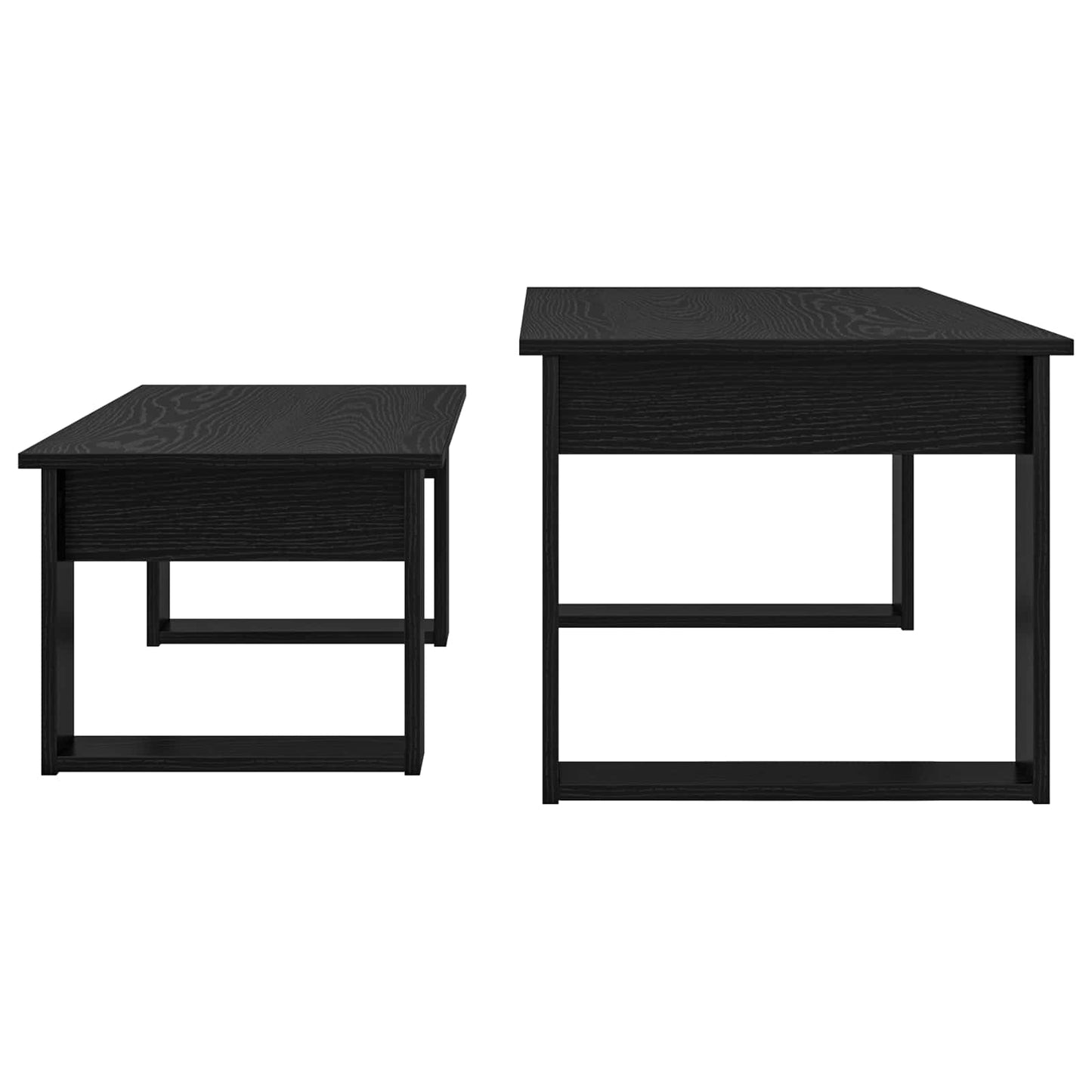 Kaffebord Sett 2 pcs Svart Eik Konstruert tre