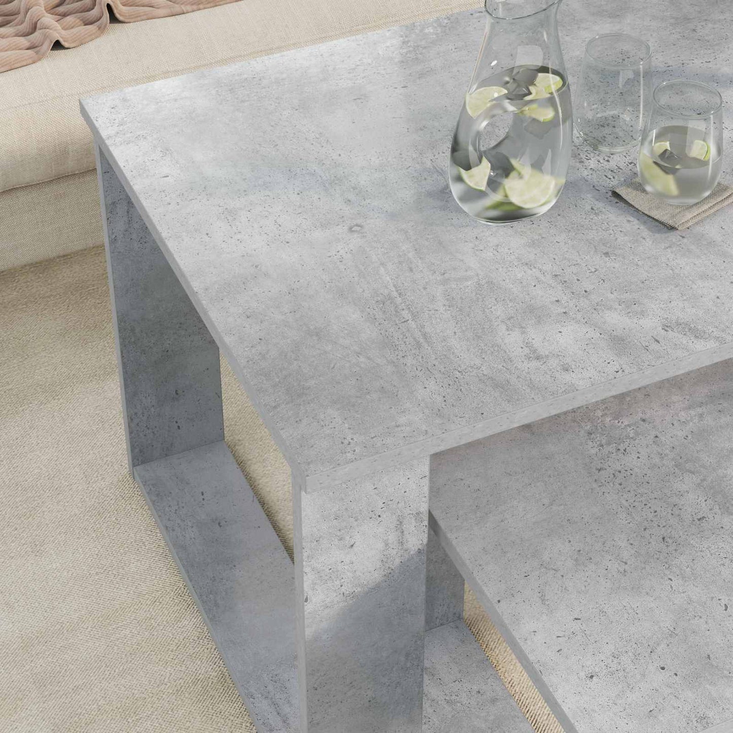 Kaffebord Sett 2 pcs Betonggrå Konstruert tre