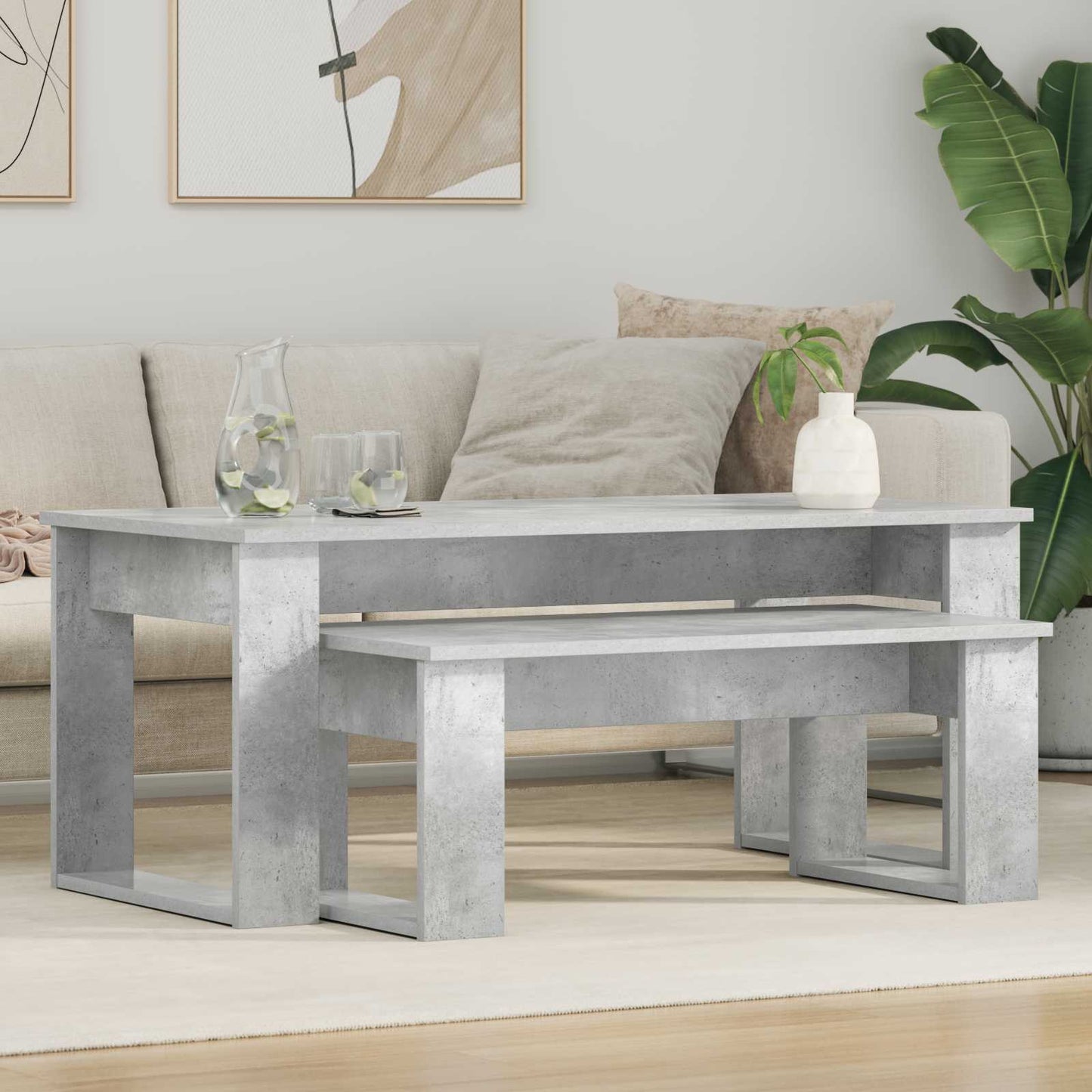 Kaffebord Sett 2 pcs Betonggrå Konstruert tre