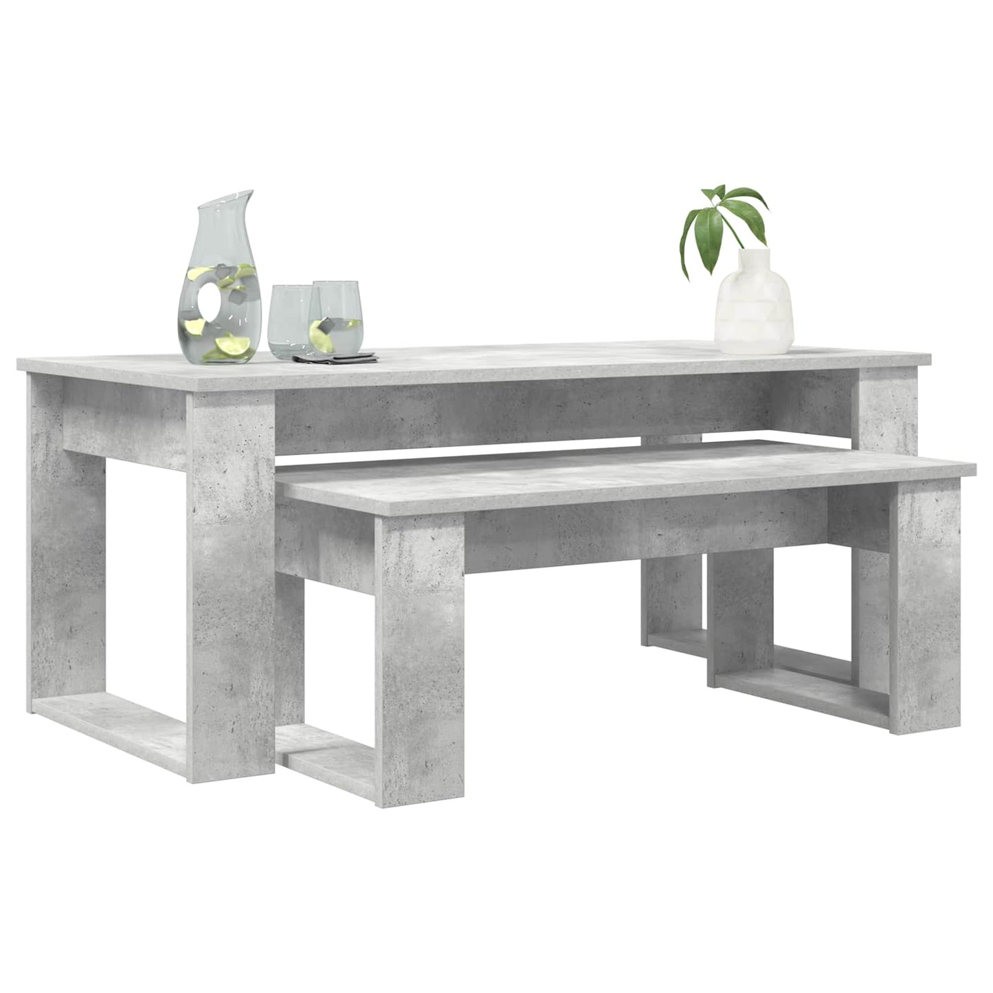 Kaffebord Sett 2 pcs Betonggrå Konstruert tre