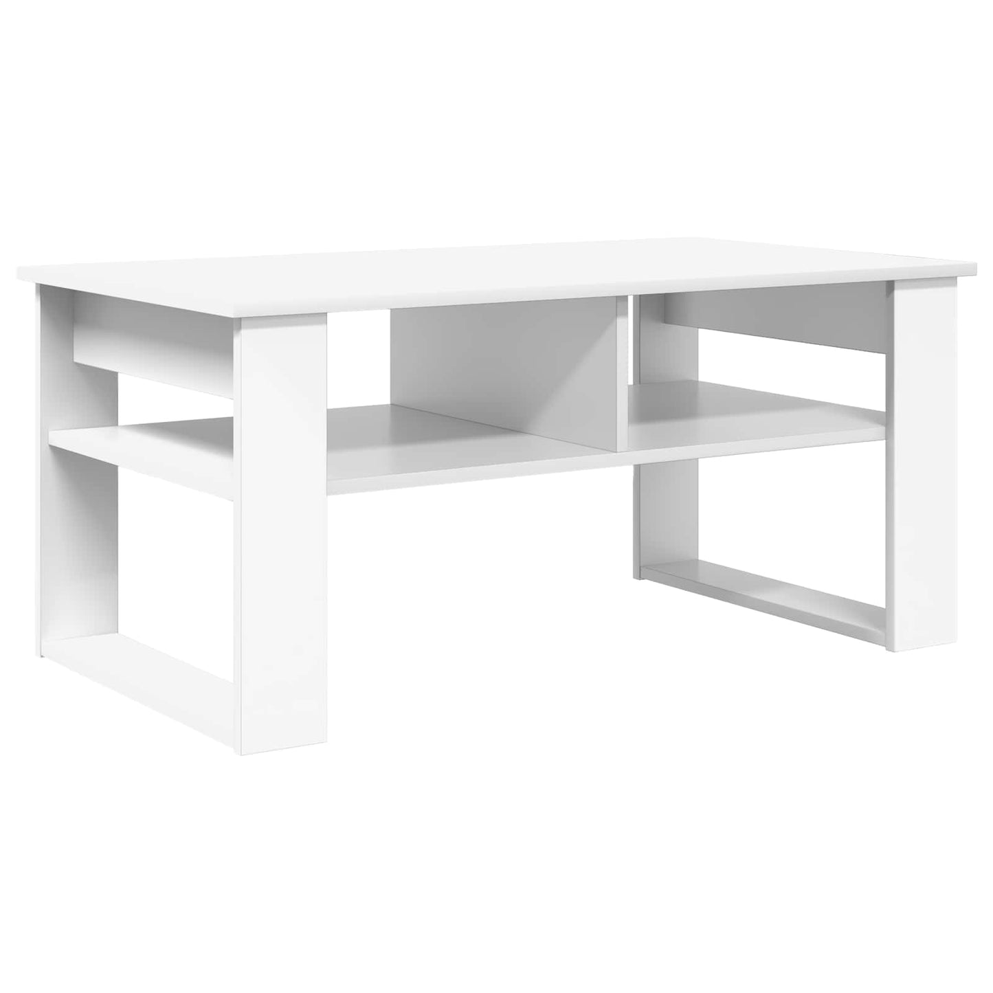 Kaffebord med lagring Hvit 96 x 54 x 44 cm Konstruert tre