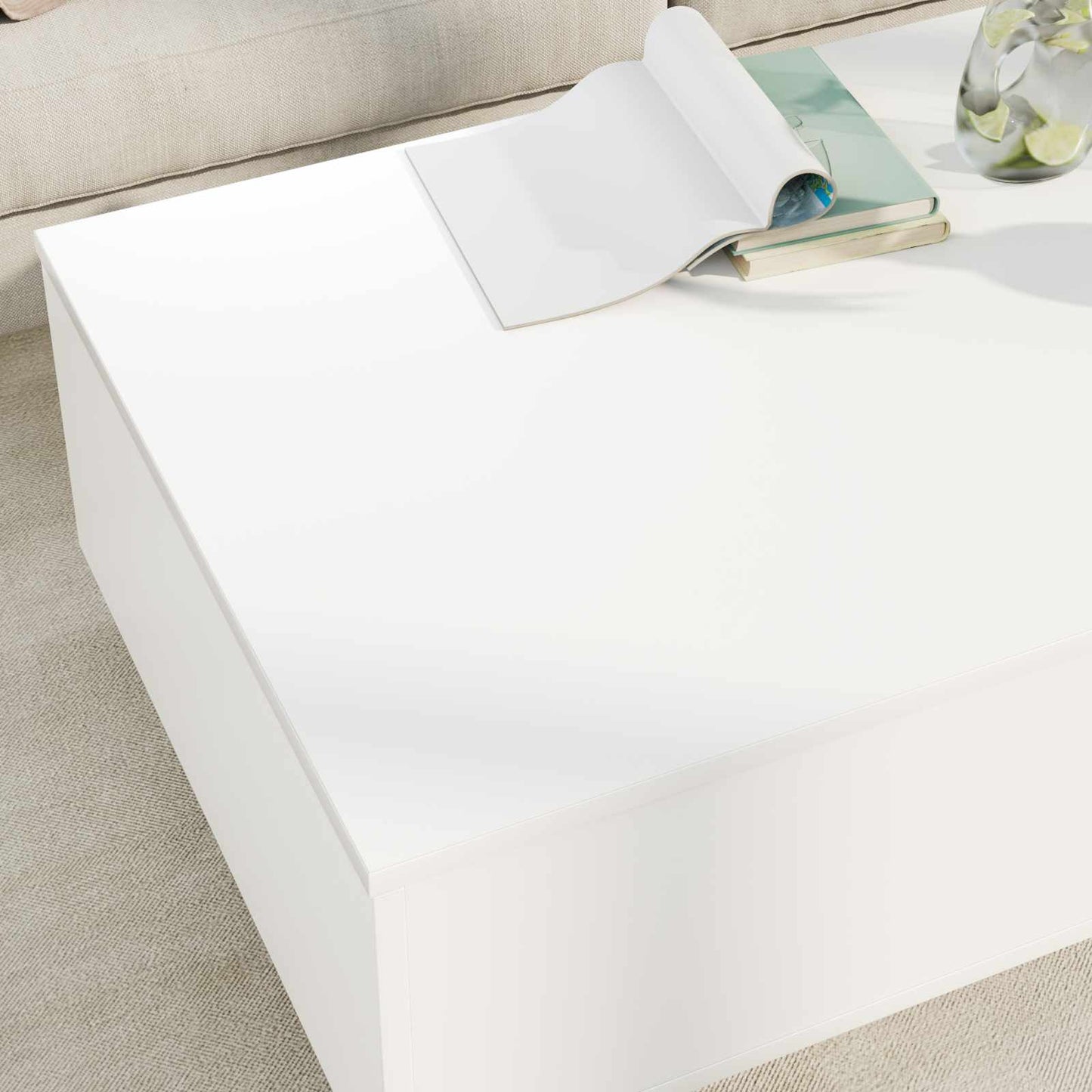 Kaffebord med skuff Hvit 95 x 55 x 31 cm Konstruert tre